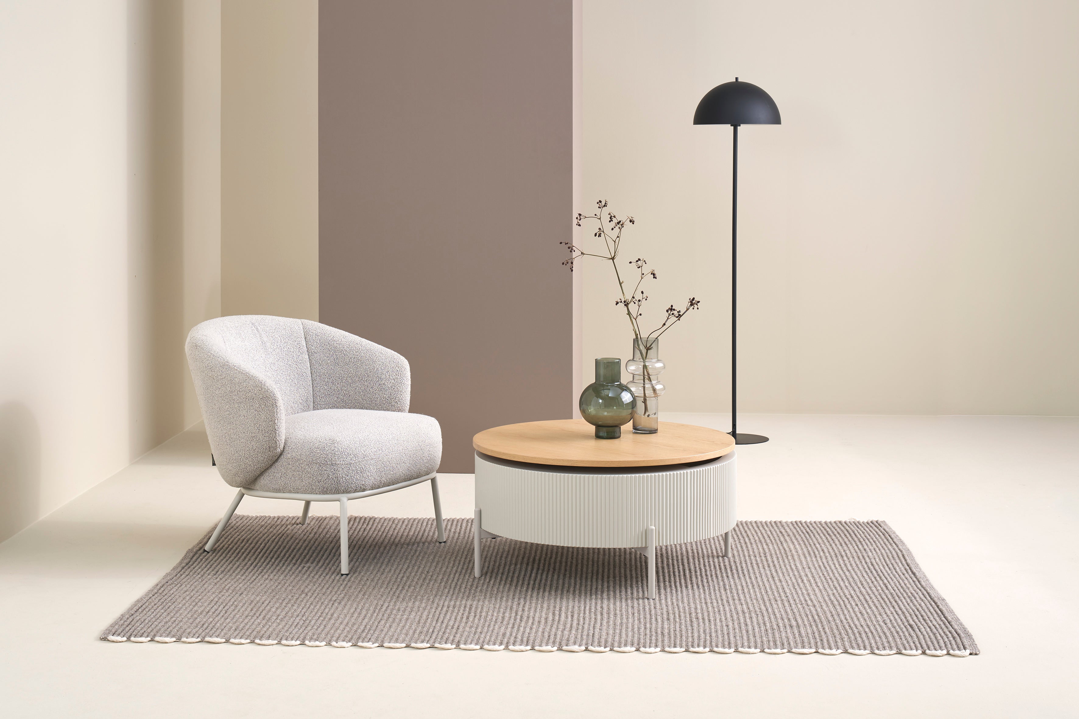 HEROY Couchtisch Eichefarbig Bianco