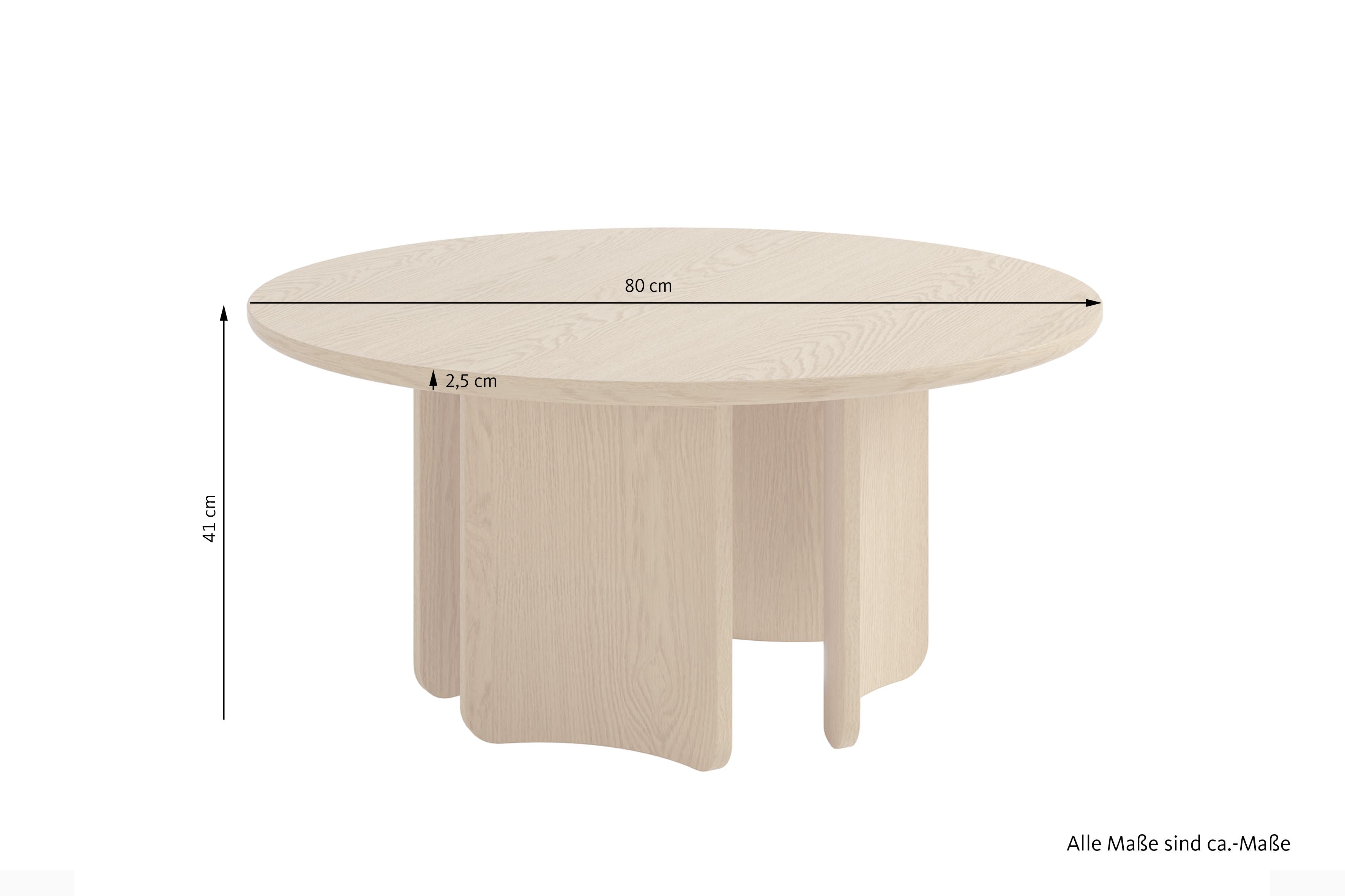 MOLDE Couchtisch Eichefarbig Bianco