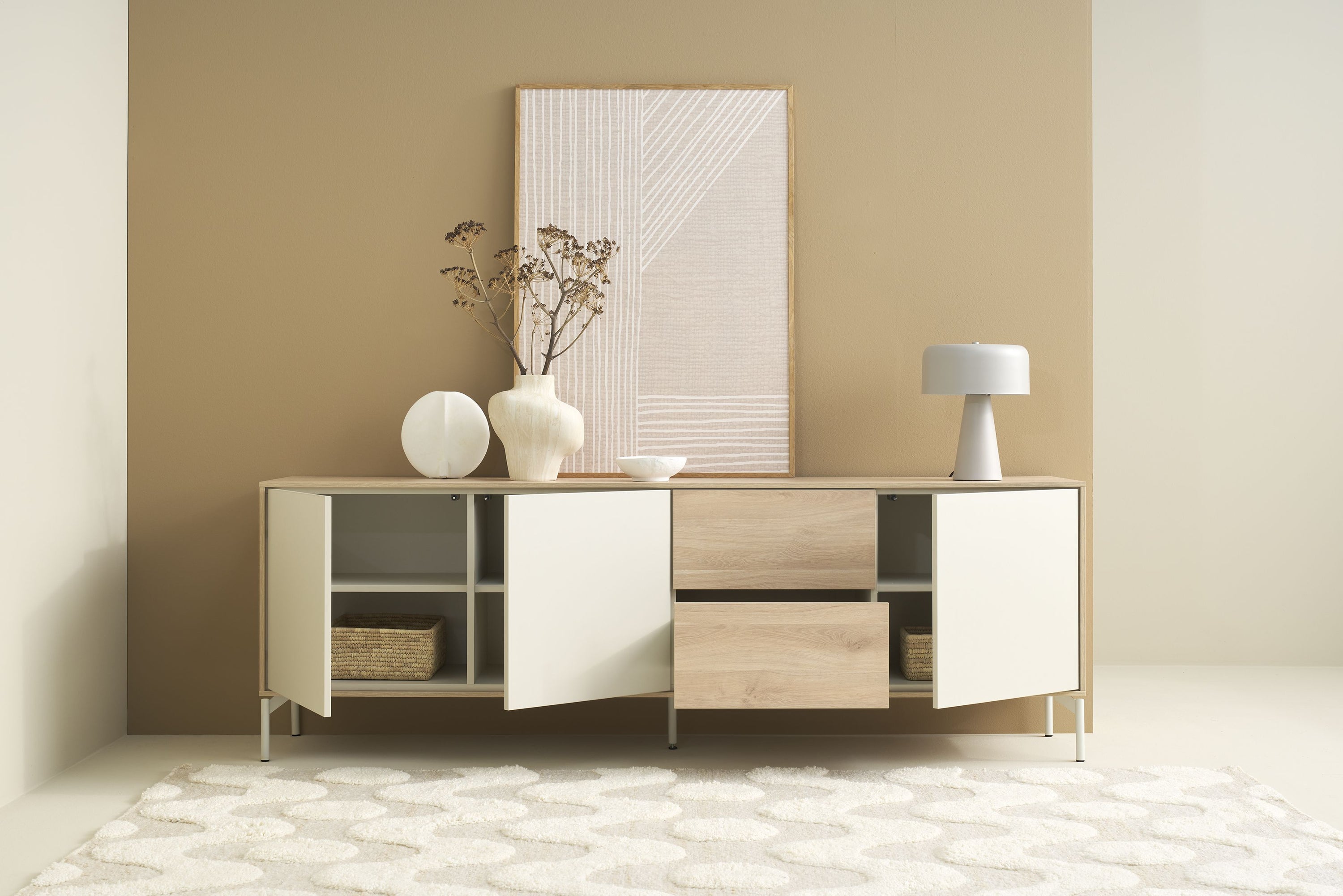 LABOE Sideboard Eichefarbig Bianco hell
