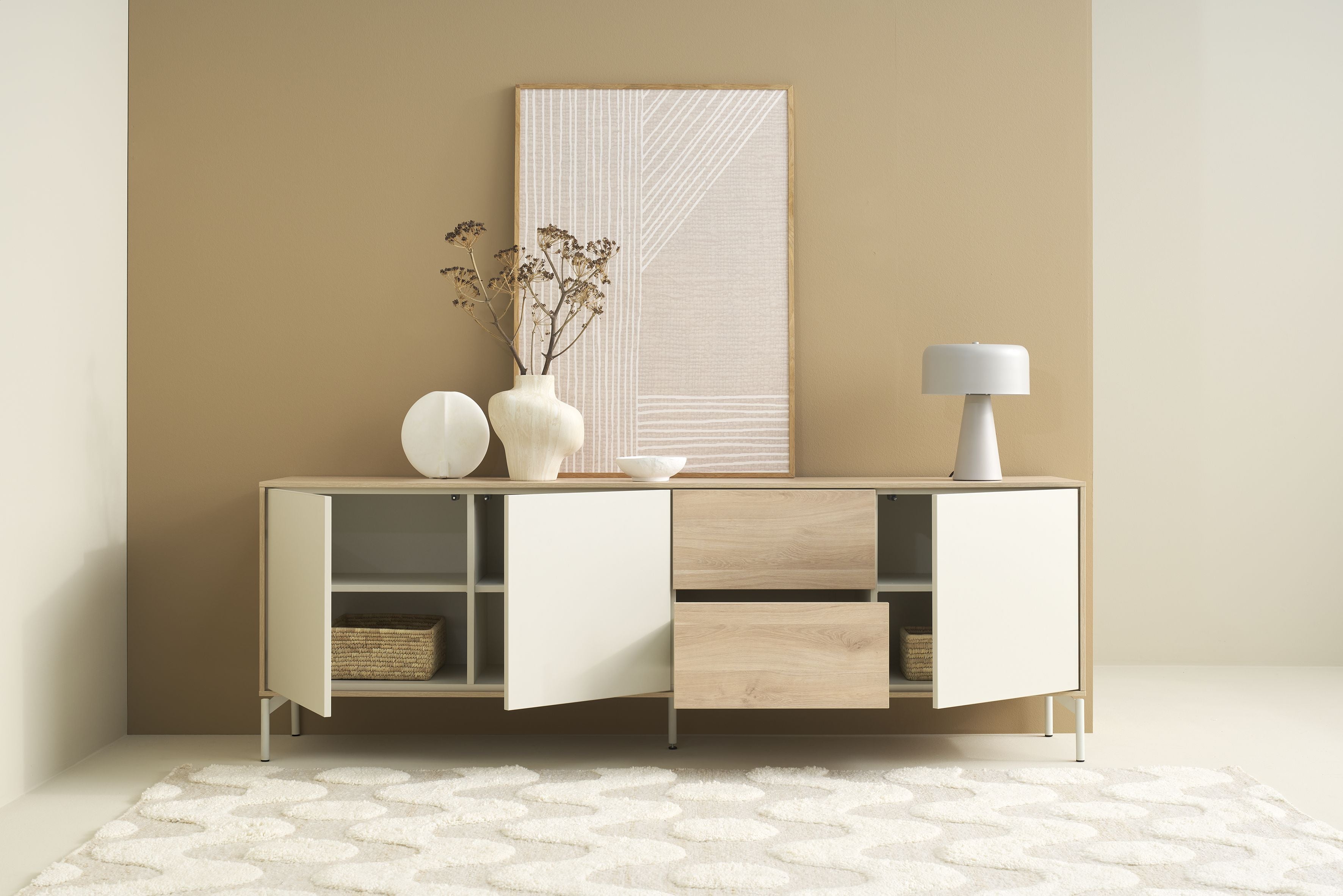 LABOE Sideboard Eichefarbig Bianco hell