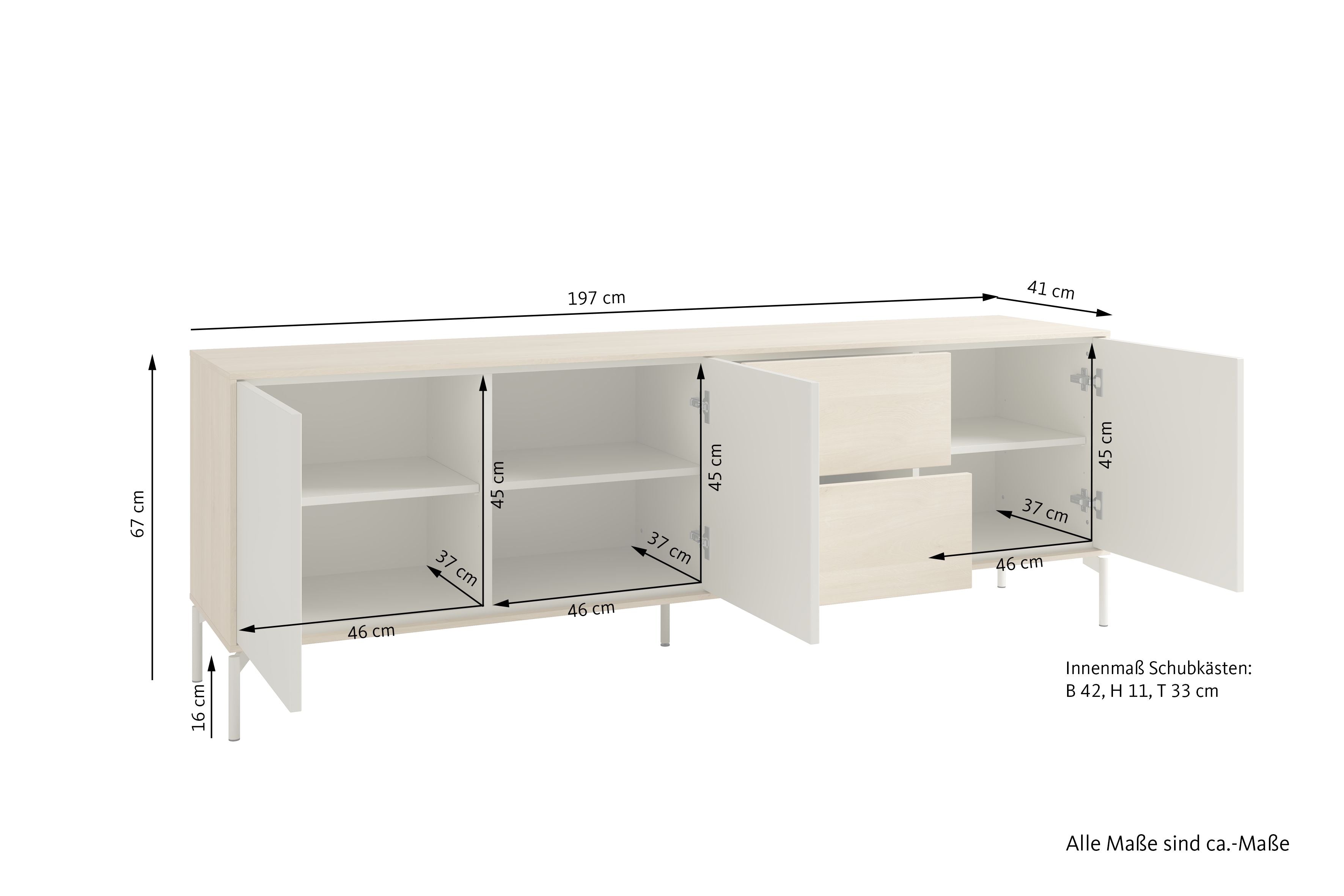 LABOE Sideboard Eichefarbig Bianco hell