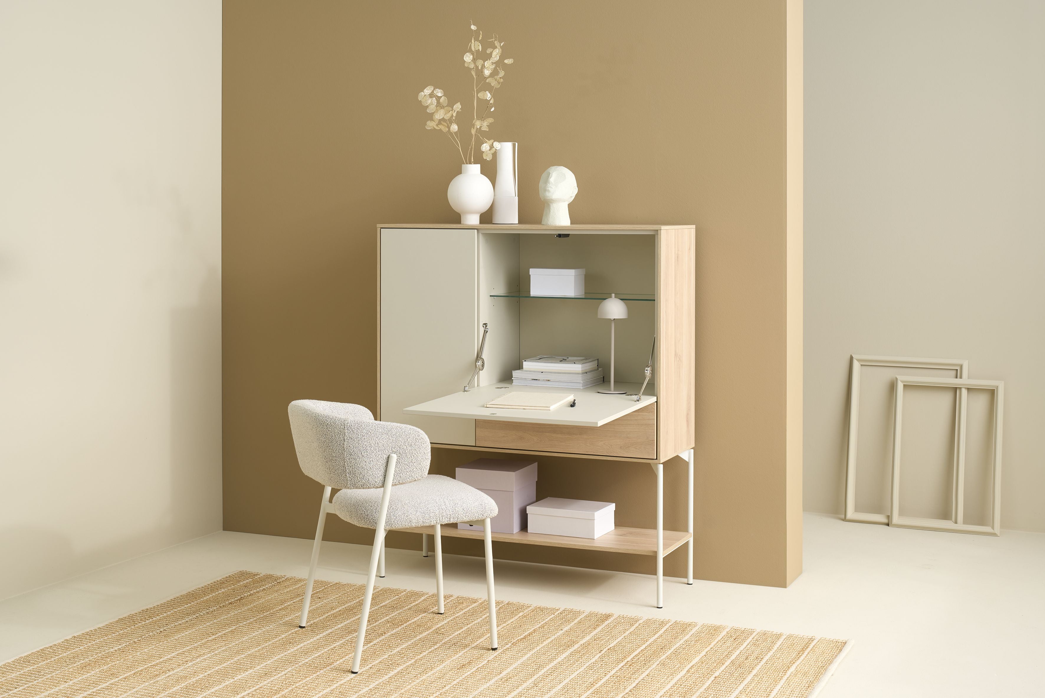 LABOE Highboard Eichefarbig Bianco hell