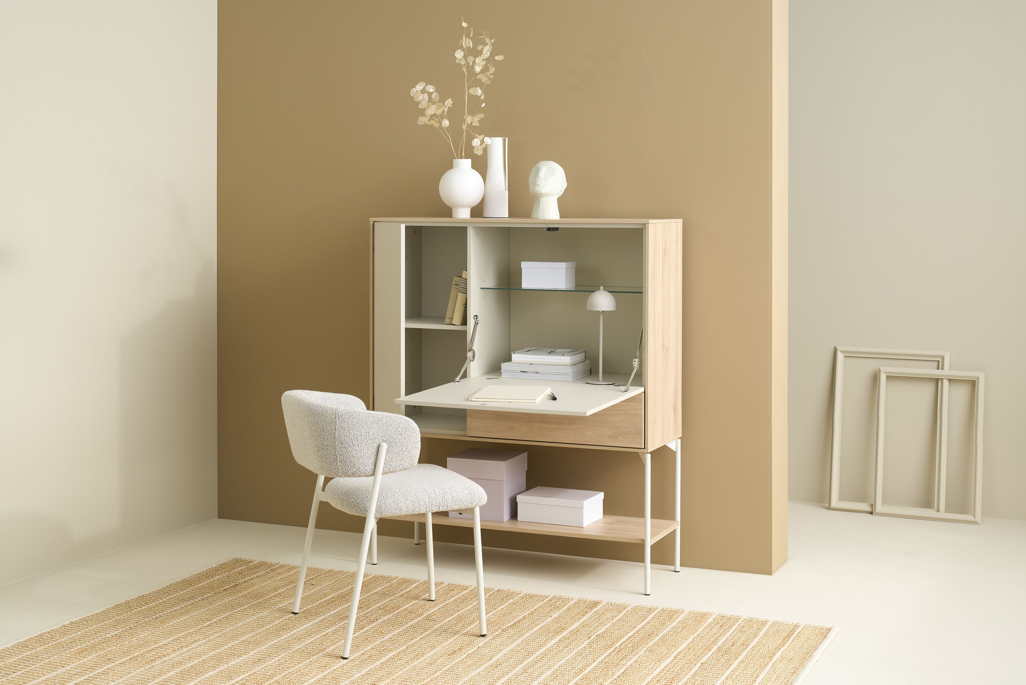 LABOE Highboard Eichefarbig Bianco hell
