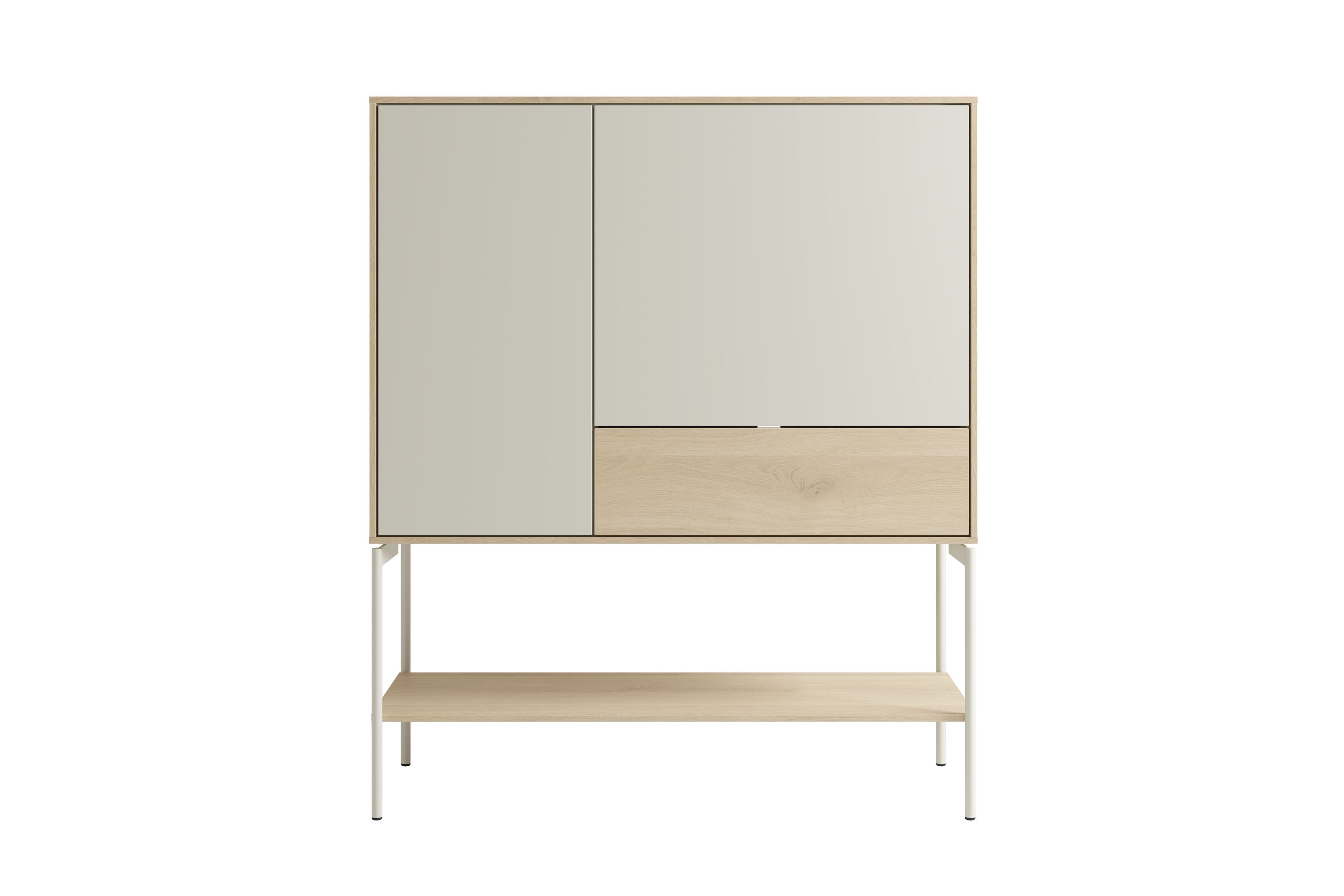 LABOE Highboard Eichefarbig Bianco hell