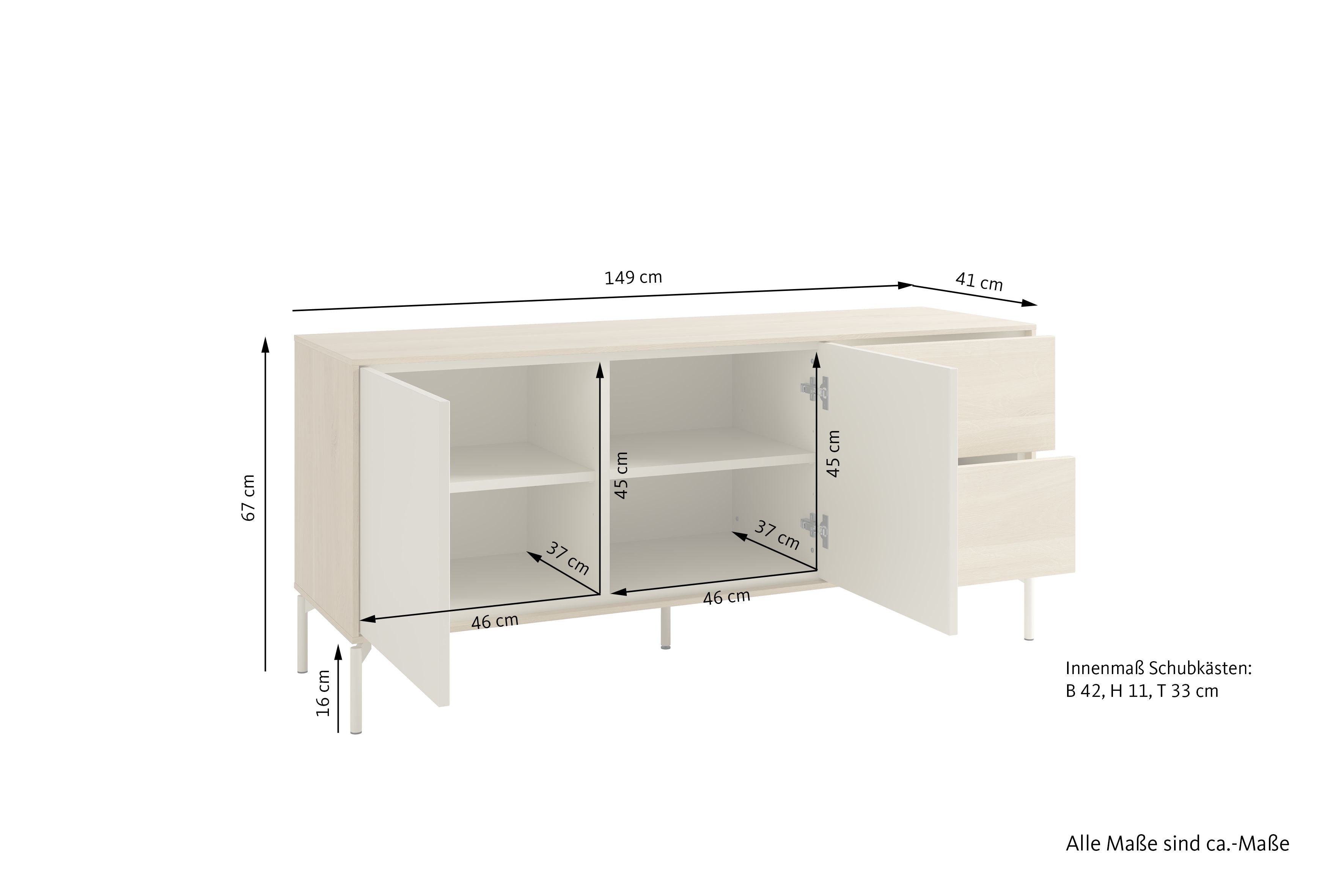 LABOE Sideboard Eichefarbig Bianco hell