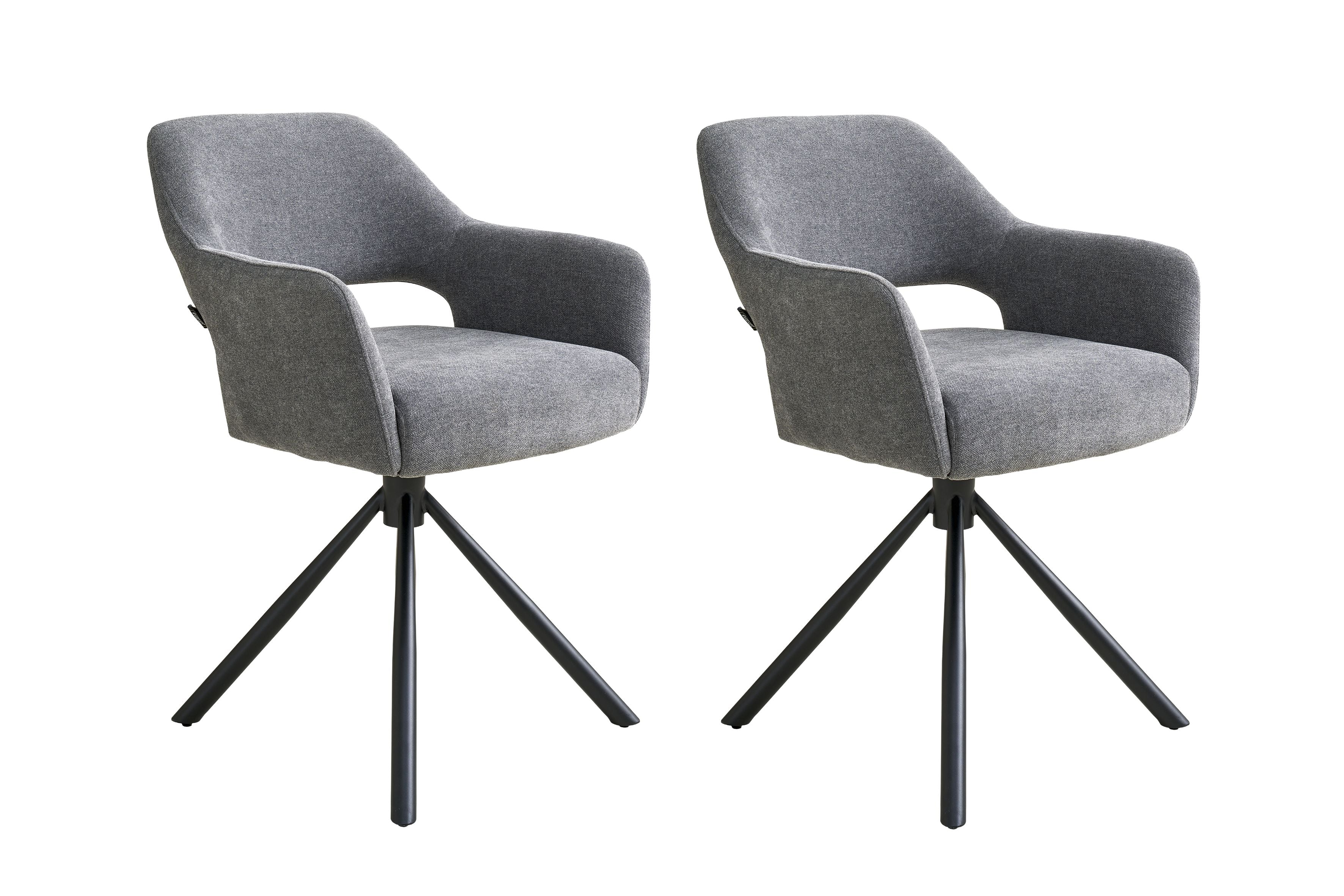 SCHÖNER WOHNEN-Kollektion Esszimmerstuhl-Set STAVANGER 01, Bezug in Webstoff grau, Untergestell aus Metall schwarz oder Bezug in Webstoff greige, Untergestell aus Metall seidengrau