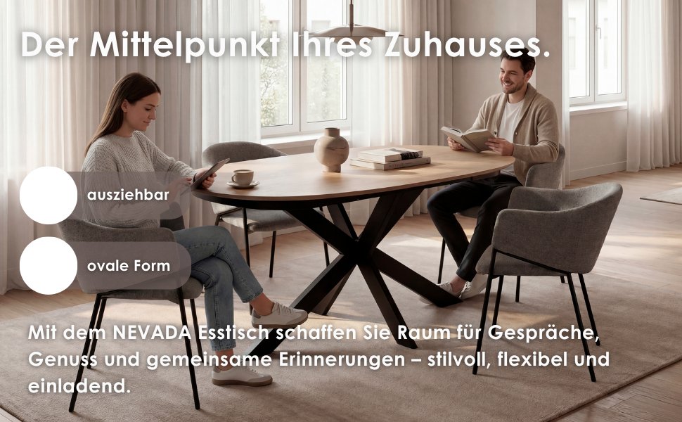 NEVADA Tisch mit Auszug Eiche natur