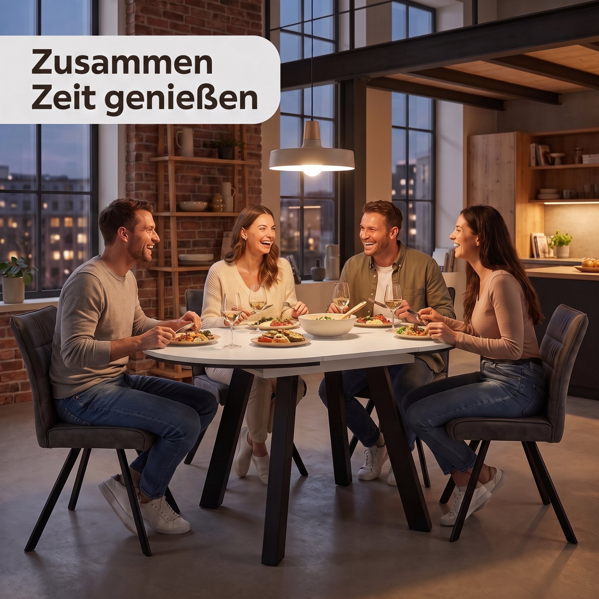 TIMOR Tisch mit Auszug weiß