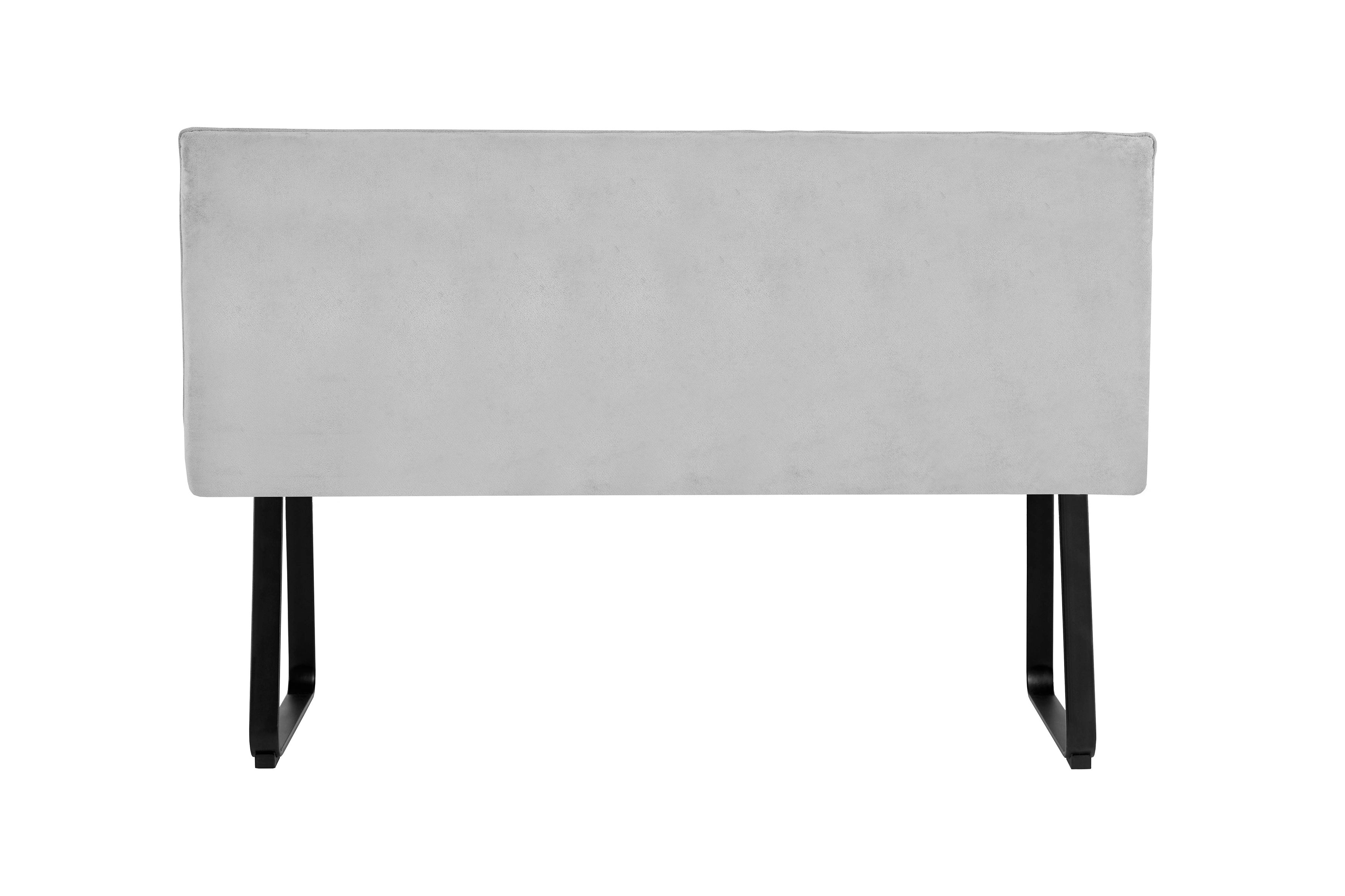 Bank Talea / Moderne Sitzbank mit einem Webstoff-Bezug in dunkelgrau oder hellgrau / Metall Gestell schwarz pulverbeschichtet / Bank mit Rückenlehne / B 140 oder 160, H 92, T 59 cm