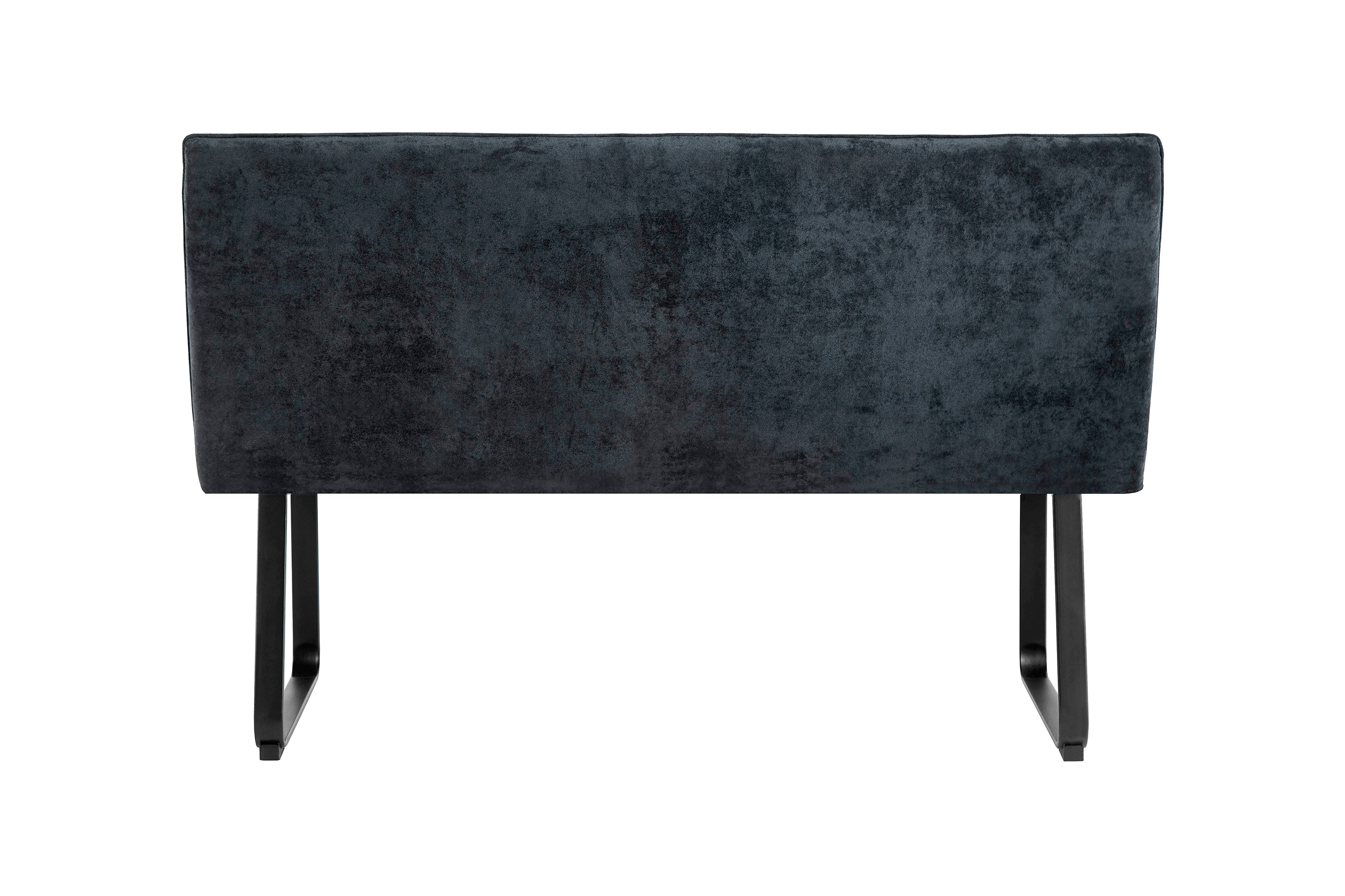 Bank Talea / Moderne Sitzbank mit einem Webstoff-Bezug in dunkelgrau oder hellgrau / Metall Gestell schwarz pulverbeschichtet / Bank mit Rückenlehne / B 140 oder 160, H 92, T 59 cm