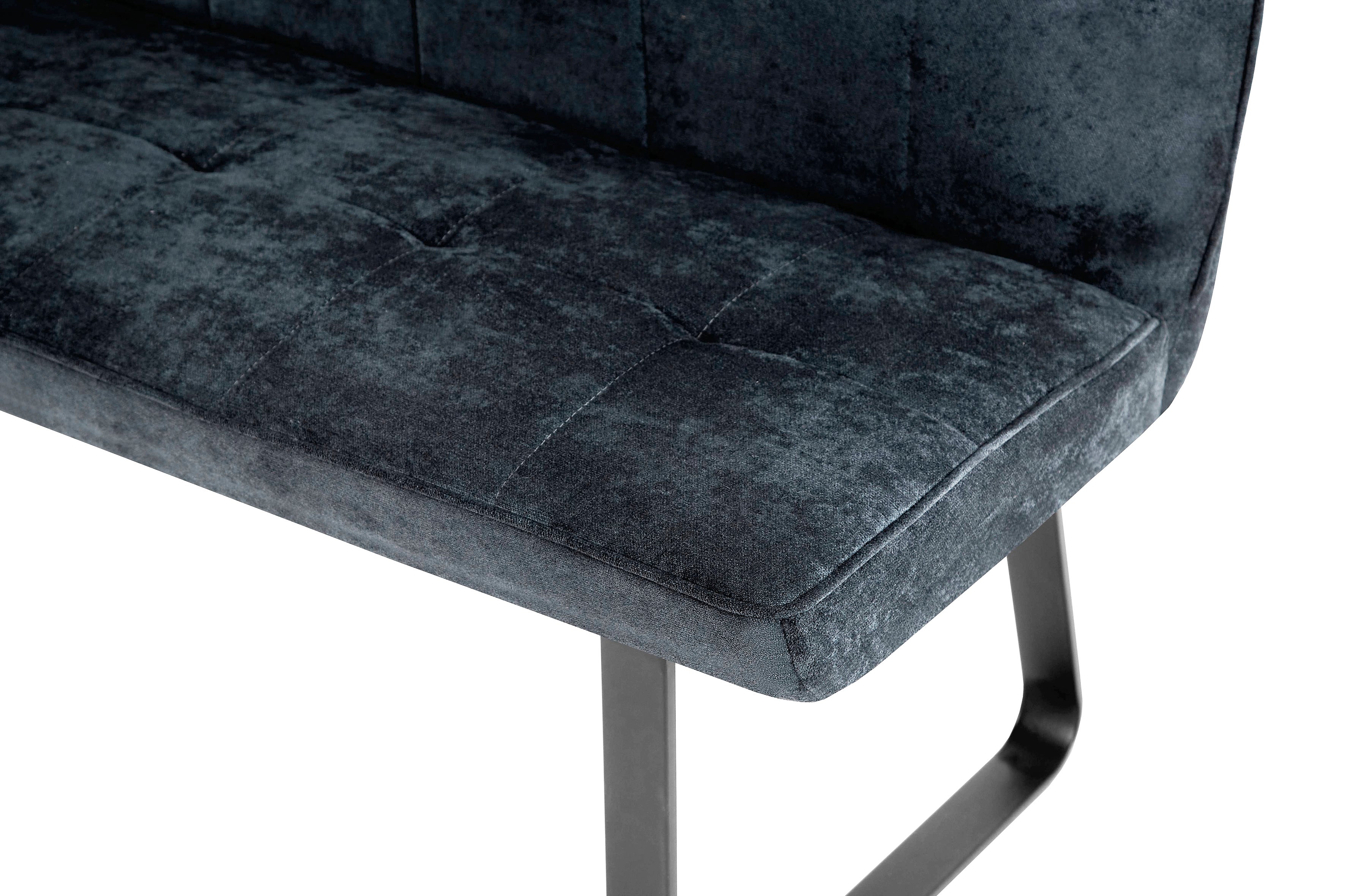 Bank Talea / Moderne Sitzbank mit einem Webstoff-Bezug in dunkelgrau oder hellgrau / Metall Gestell schwarz pulverbeschichtet / Bank mit Rückenlehne / B 140 oder 160, H 92, T 59 cm