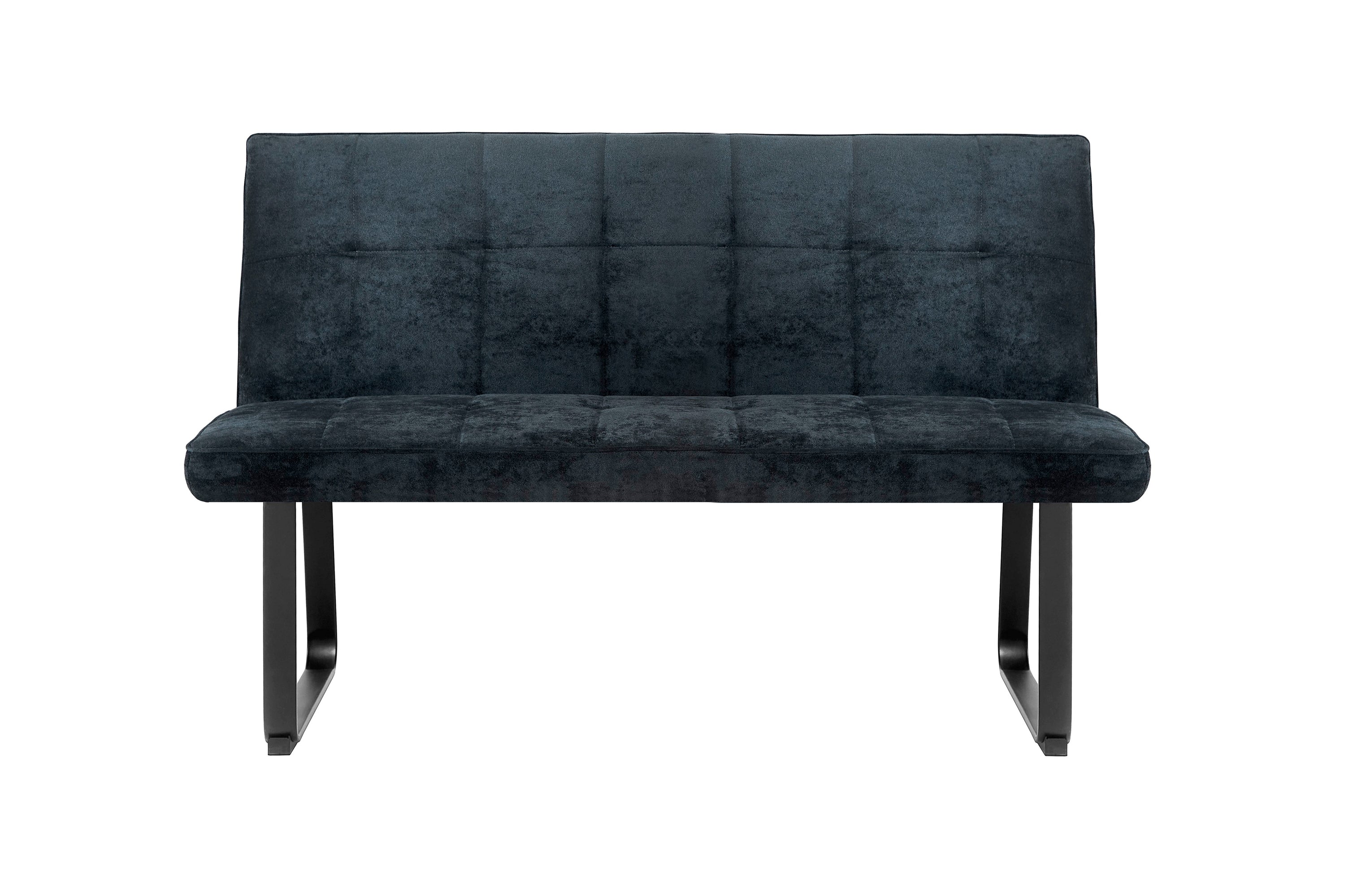 Bank Talea / Moderne Sitzbank mit einem Webstoff-Bezug in dunkelgrau oder hellgrau / Metall Gestell schwarz pulverbeschichtet / Bank mit Rückenlehne / B 140 oder 160, H 92, T 59 cm
