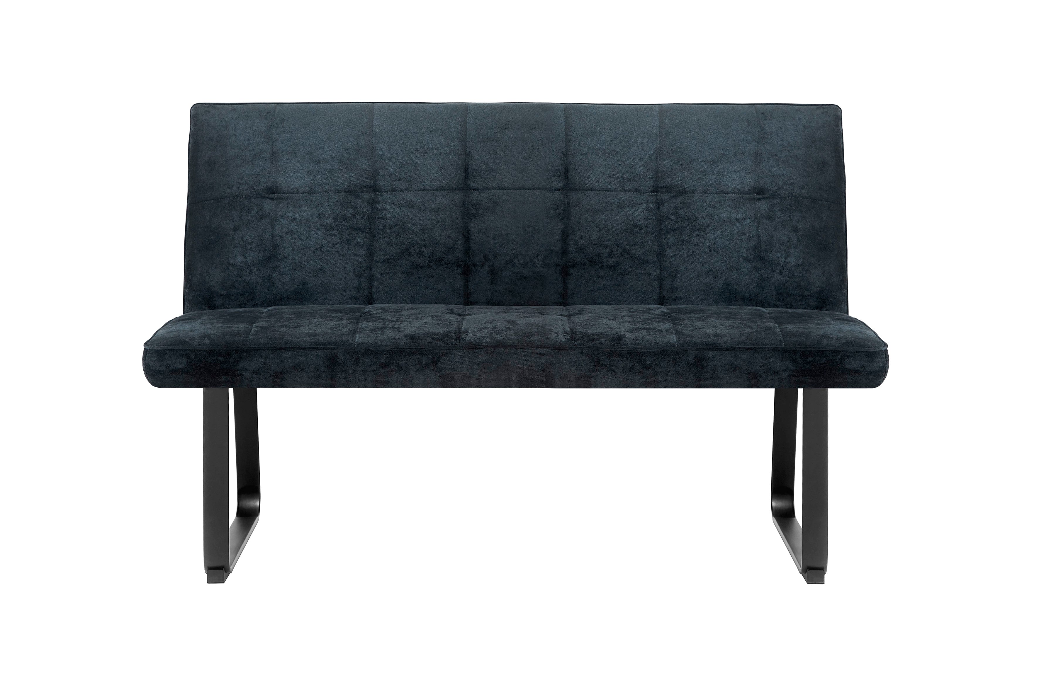 Bank Talea / Moderne Sitzbank mit einem Webstoff-Bezug in dunkelgrau oder hellgrau / Metall Gestell schwarz pulverbeschichtet / Bank mit Rückenlehne / B 140 oder 160, H 92, T 59 cm