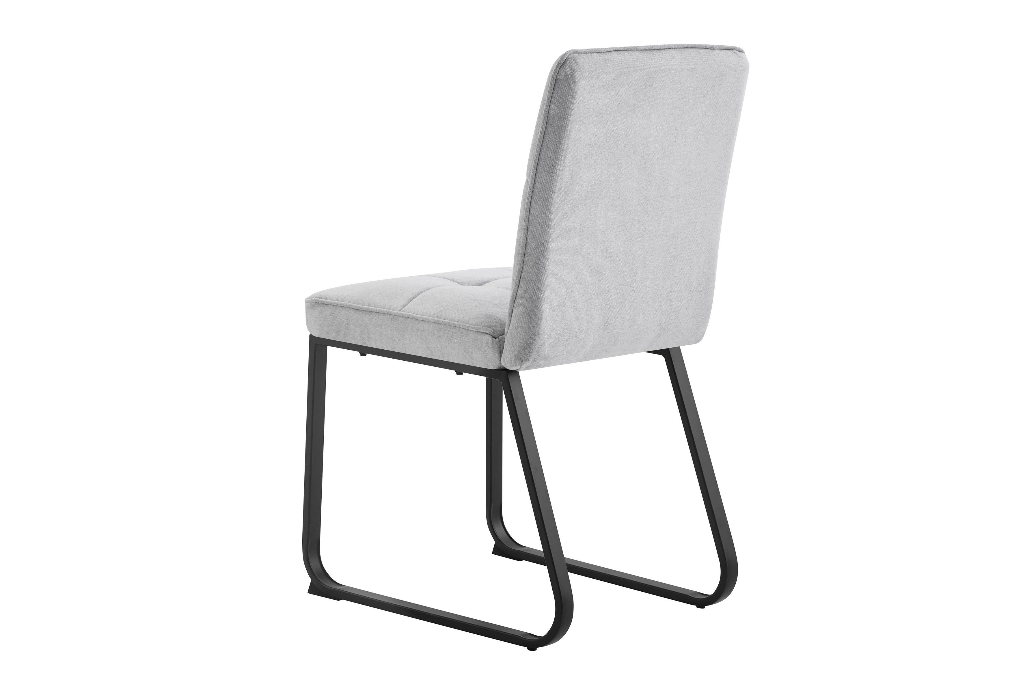 Esszimmerstuhl 2er Set Talea / Webstoff in dunkelgrau oder hellgrau / Gestell Metall in schwarz pulverbeschichtet / Küchenstuhl / Wohnzimmerstuhl / bis 120 kg / B 46, H 86, T 55 cm