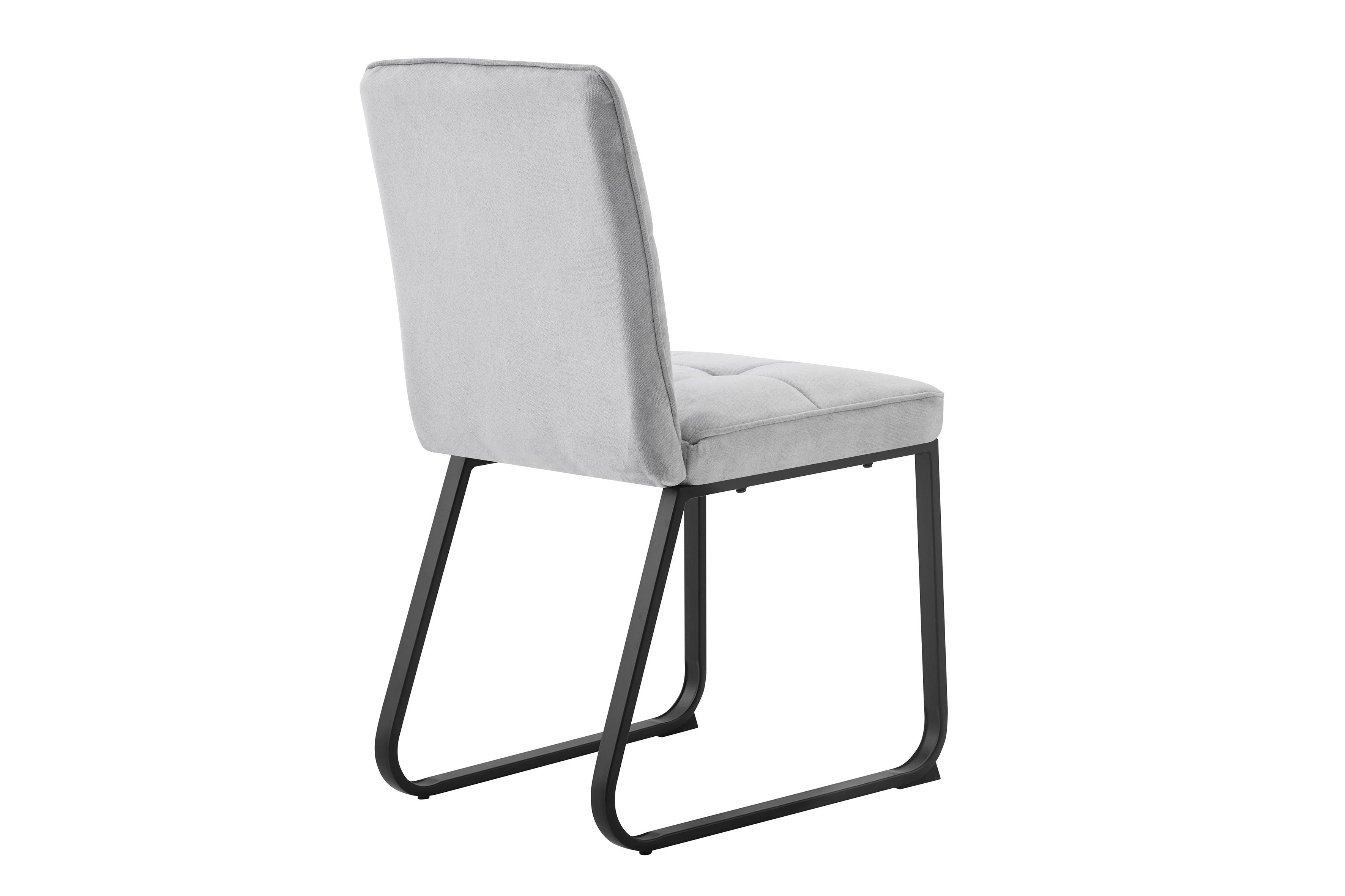 Esszimmerstuhl 2er Set Talea / Webstoff in dunkelgrau oder hellgrau / Gestell Metall in schwarz pulverbeschichtet / Küchenstuhl / Wohnzimmerstuhl / bis 120 kg / B 46, H 86, T 55 cm