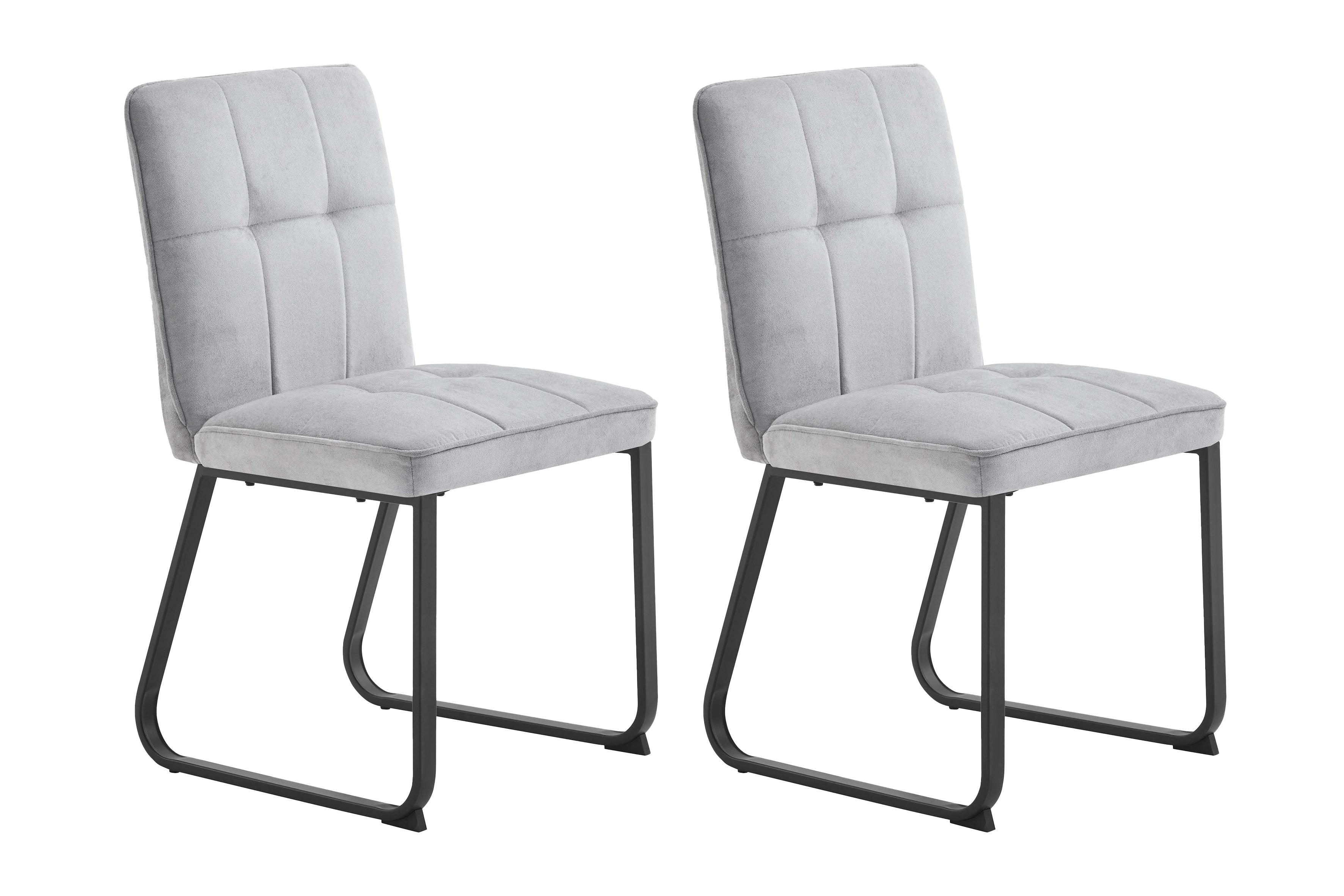 Esszimmerstuhl 2er Set Talea / Webstoff in dunkelgrau oder hellgrau / Gestell Metall in schwarz pulverbeschichtet / Küchenstuhl / Wohnzimmerstuhl / bis 120 kg / B 46, H 86, T 55 cm