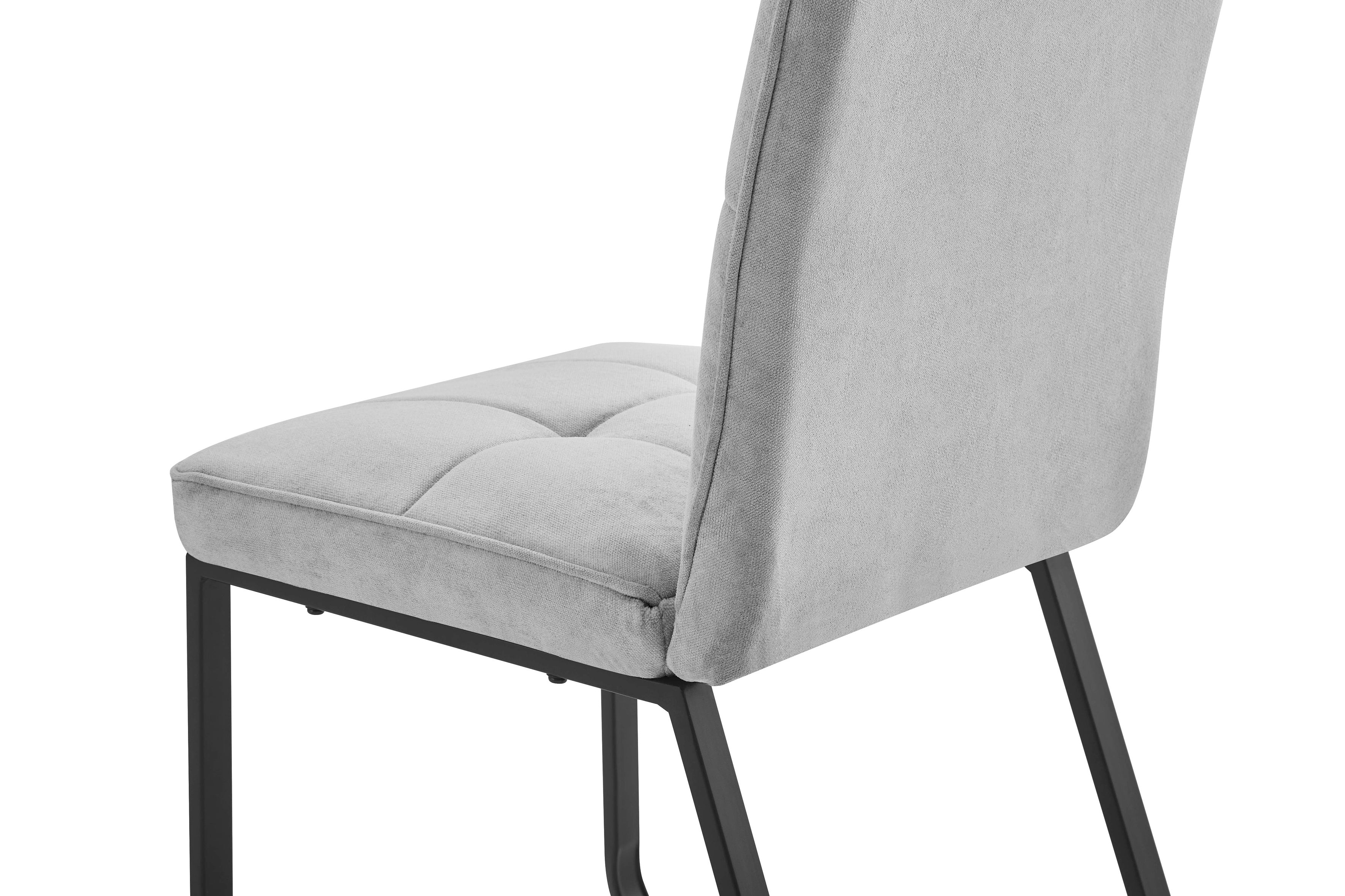 Esszimmerstuhl 2er Set Talea / Webstoff in dunkelgrau oder hellgrau / Gestell Metall in schwarz pulverbeschichtet / Küchenstuhl / Wohnzimmerstuhl / bis 120 kg / B 46, H 86, T 55 cm