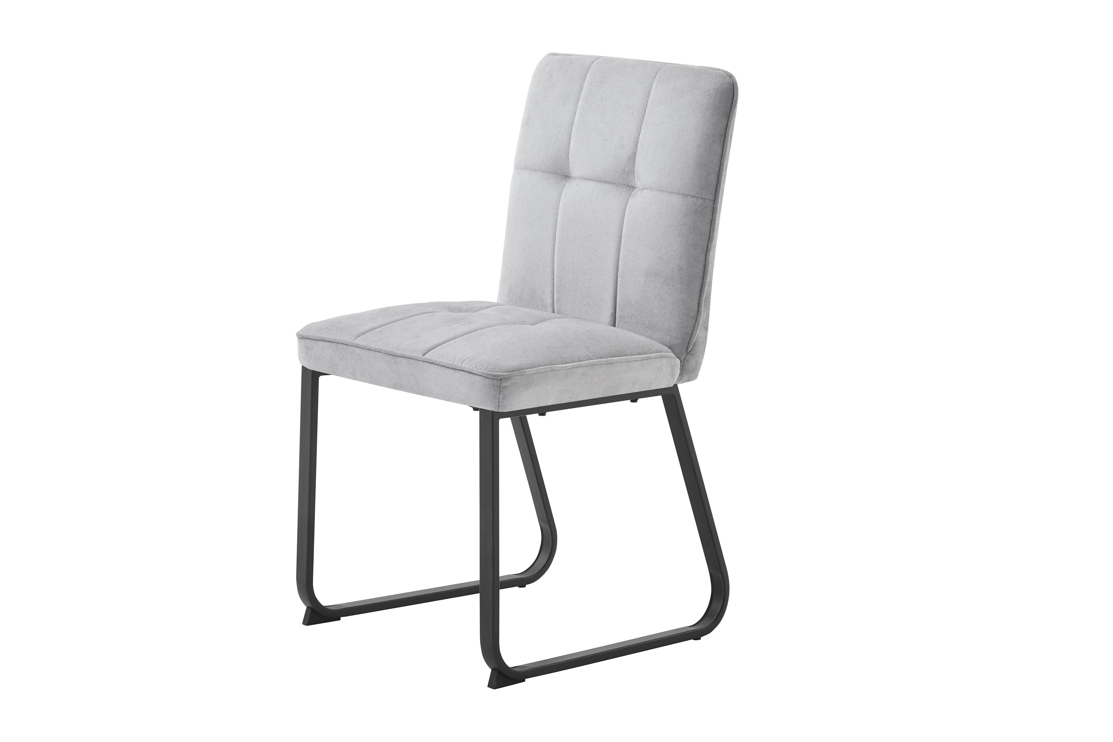 Esszimmerstuhl 2er Set Talea / Webstoff in dunkelgrau oder hellgrau / Gestell Metall in schwarz pulverbeschichtet / Küchenstuhl / Wohnzimmerstuhl / bis 120 kg / B 46, H 86, T 55 cm