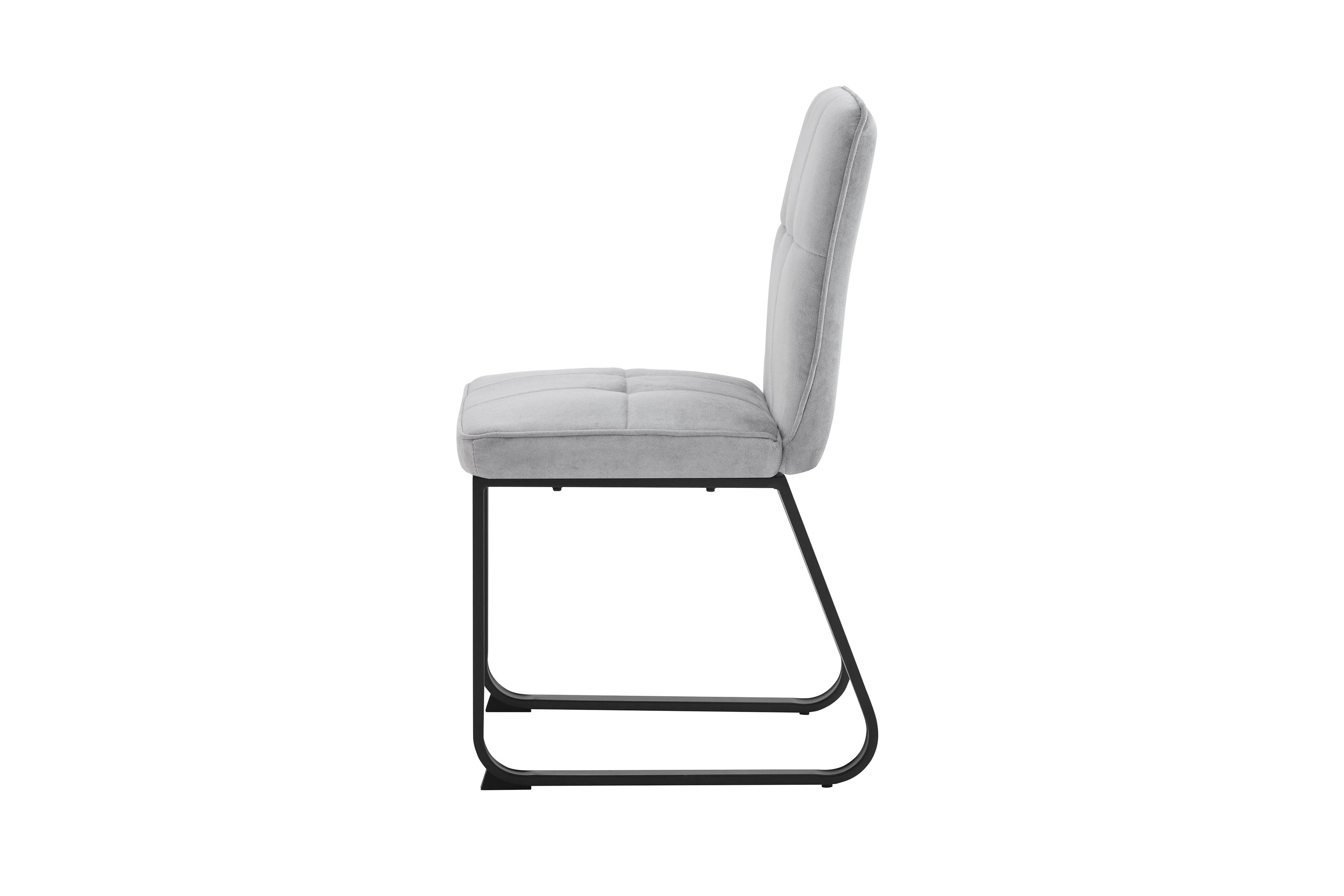 Esszimmerstuhl 2er Set Talea / Webstoff in dunkelgrau oder hellgrau / Gestell Metall in schwarz pulverbeschichtet / Küchenstuhl / Wohnzimmerstuhl / bis 120 kg / B 46, H 86, T 55 cm