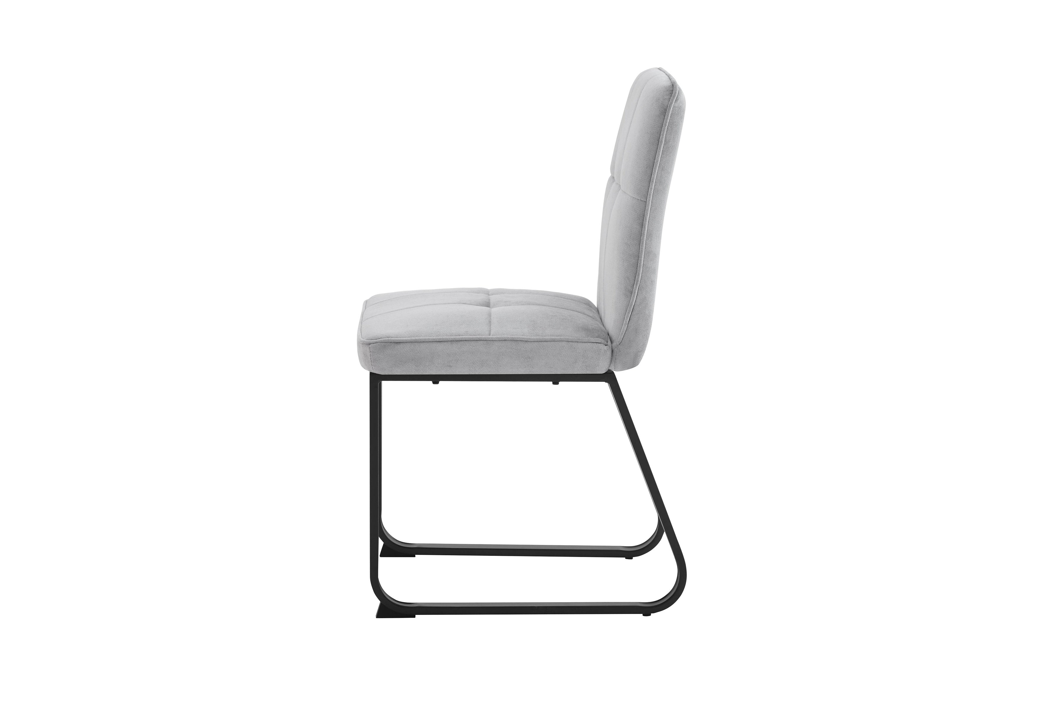 Esszimmerstuhl 2er Set Talea / Webstoff in dunkelgrau oder hellgrau / Gestell Metall in schwarz pulverbeschichtet / Küchenstuhl / Wohnzimmerstuhl / bis 120 kg / B 46, H 86, T 55 cm