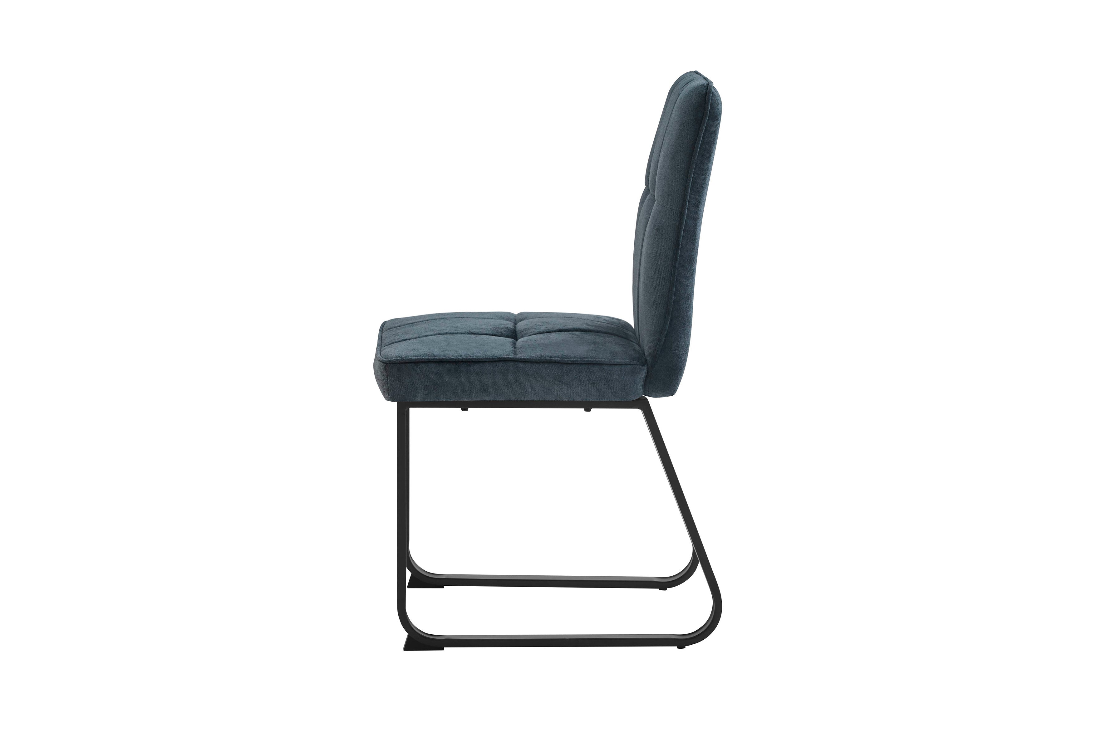 Esszimmerstuhl 2er Set Talea / Webstoff in dunkelgrau oder hellgrau / Gestell Metall in schwarz pulverbeschichtet / Küchenstuhl / Wohnzimmerstuhl / bis 120 kg / B 46, H 86, T 55 cm