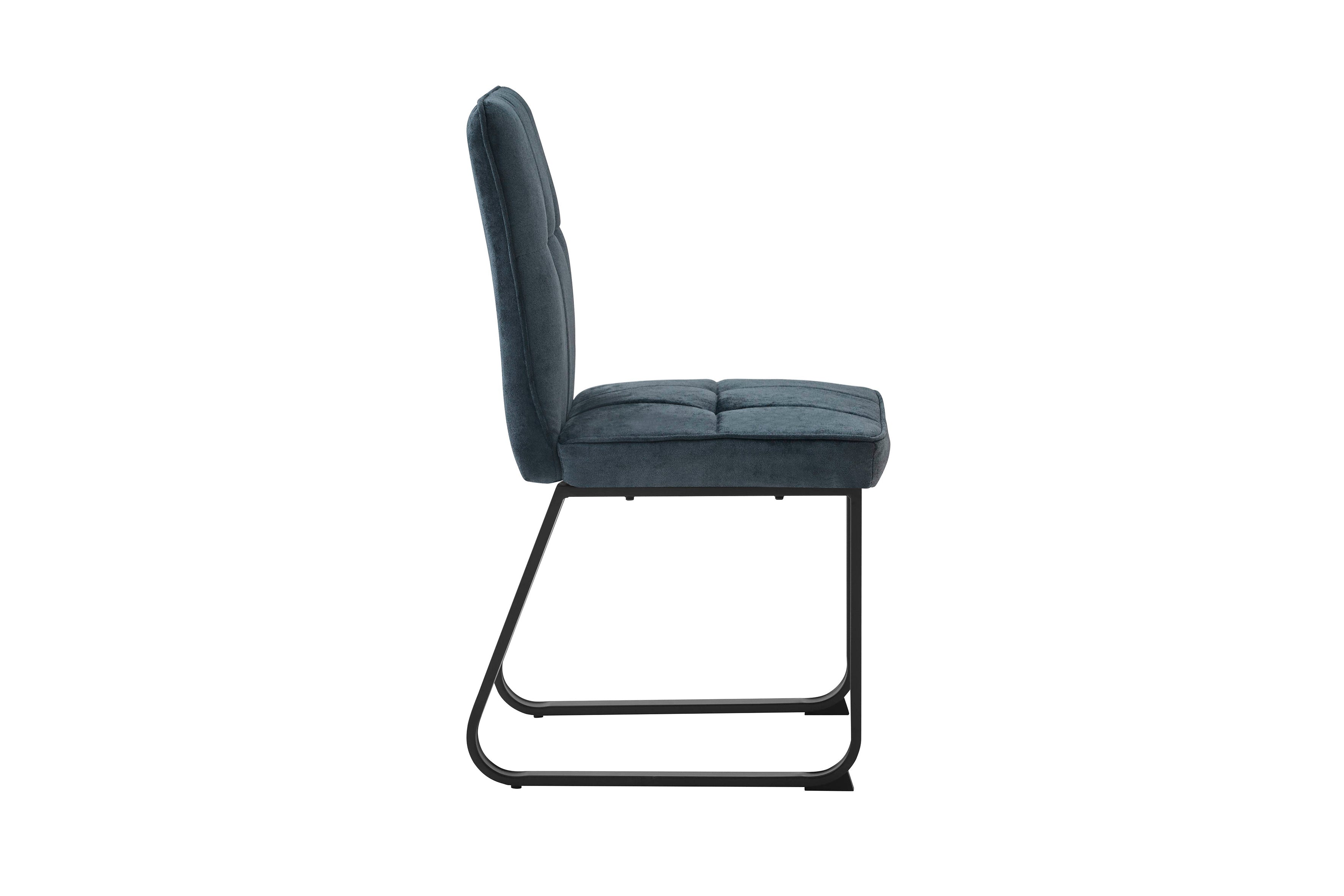 Esszimmerstuhl 2er Set Talea / Webstoff in dunkelgrau oder hellgrau / Gestell Metall in schwarz pulverbeschichtet / Küchenstuhl / Wohnzimmerstuhl / bis 120 kg / B 46, H 86, T 55 cm