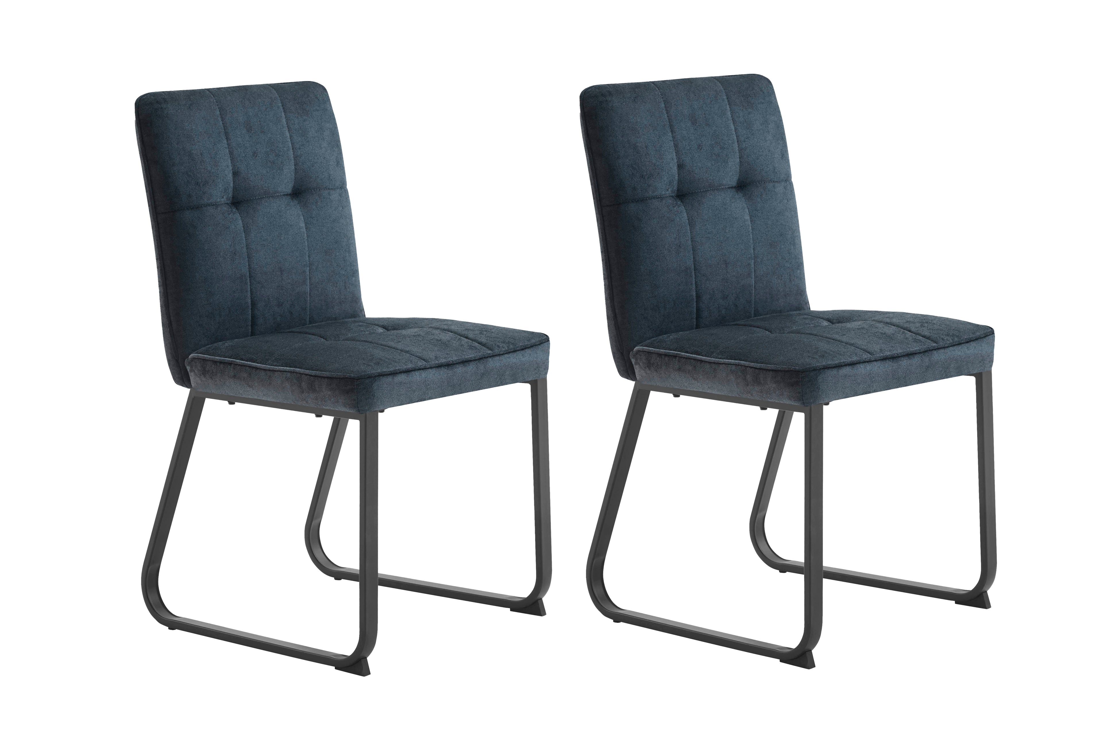 Esszimmerstuhl 2er Set Talea / Webstoff in dunkelgrau oder hellgrau / Gestell Metall in schwarz pulverbeschichtet / Küchenstuhl / Wohnzimmerstuhl / bis 120 kg / B 46, H 86, T 55 cm