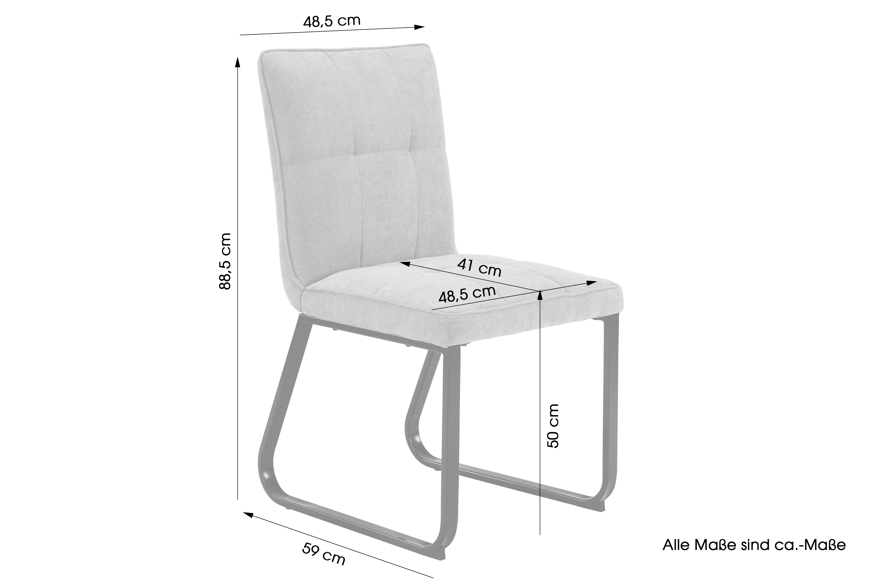Esszimmerstuhl 2er Set Talea / Webstoff in dunkelgrau oder hellgrau / Gestell Metall in schwarz pulverbeschichtet / Küchenstuhl / Wohnzimmerstuhl / bis 120 kg / B 46, H 86, T 55 cm
