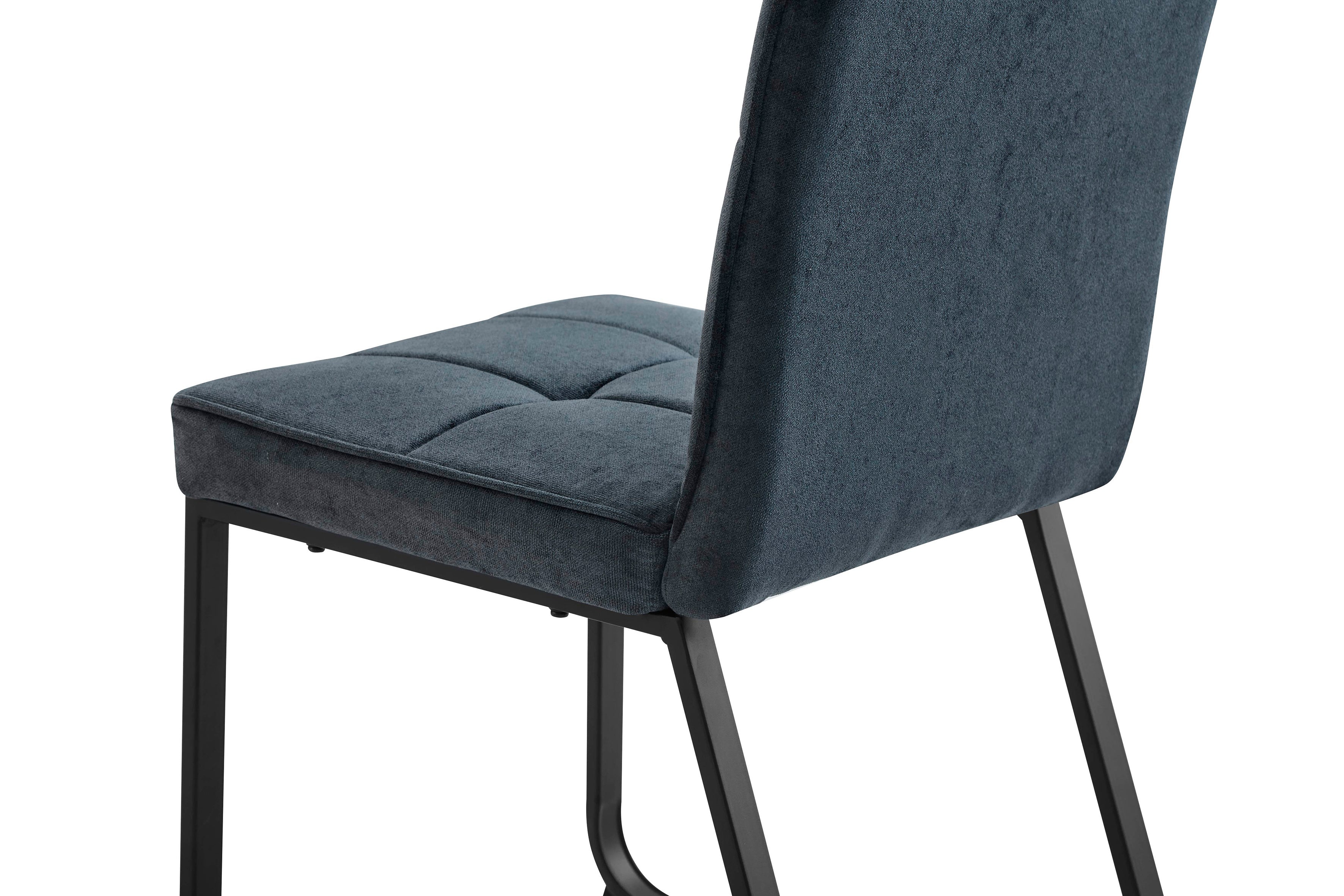 Esszimmerstuhl 2er Set Talea / Webstoff in dunkelgrau oder hellgrau / Gestell Metall in schwarz pulverbeschichtet / Küchenstuhl / Wohnzimmerstuhl / bis 120 kg / B 46, H 86, T 55 cm