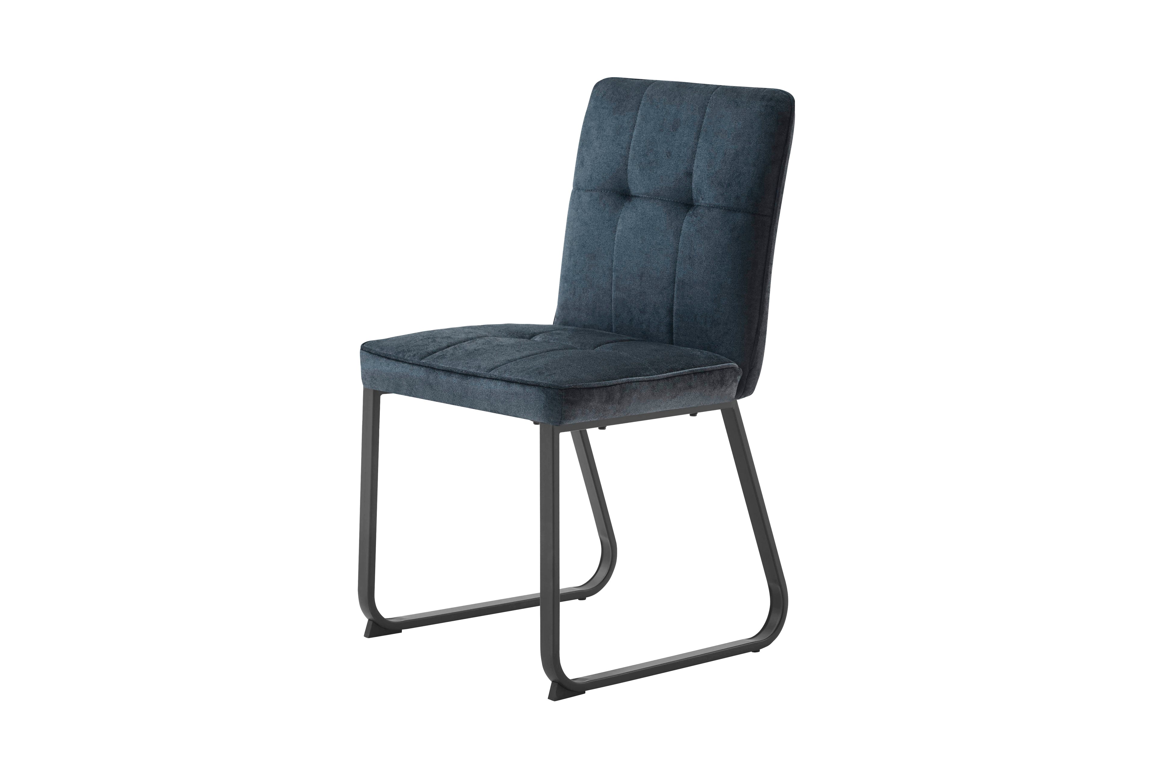 Esszimmerstuhl 2er Set Talea / Webstoff in dunkelgrau oder hellgrau / Gestell Metall in schwarz pulverbeschichtet / Küchenstuhl / Wohnzimmerstuhl / bis 120 kg / B 46, H 86, T 55 cm