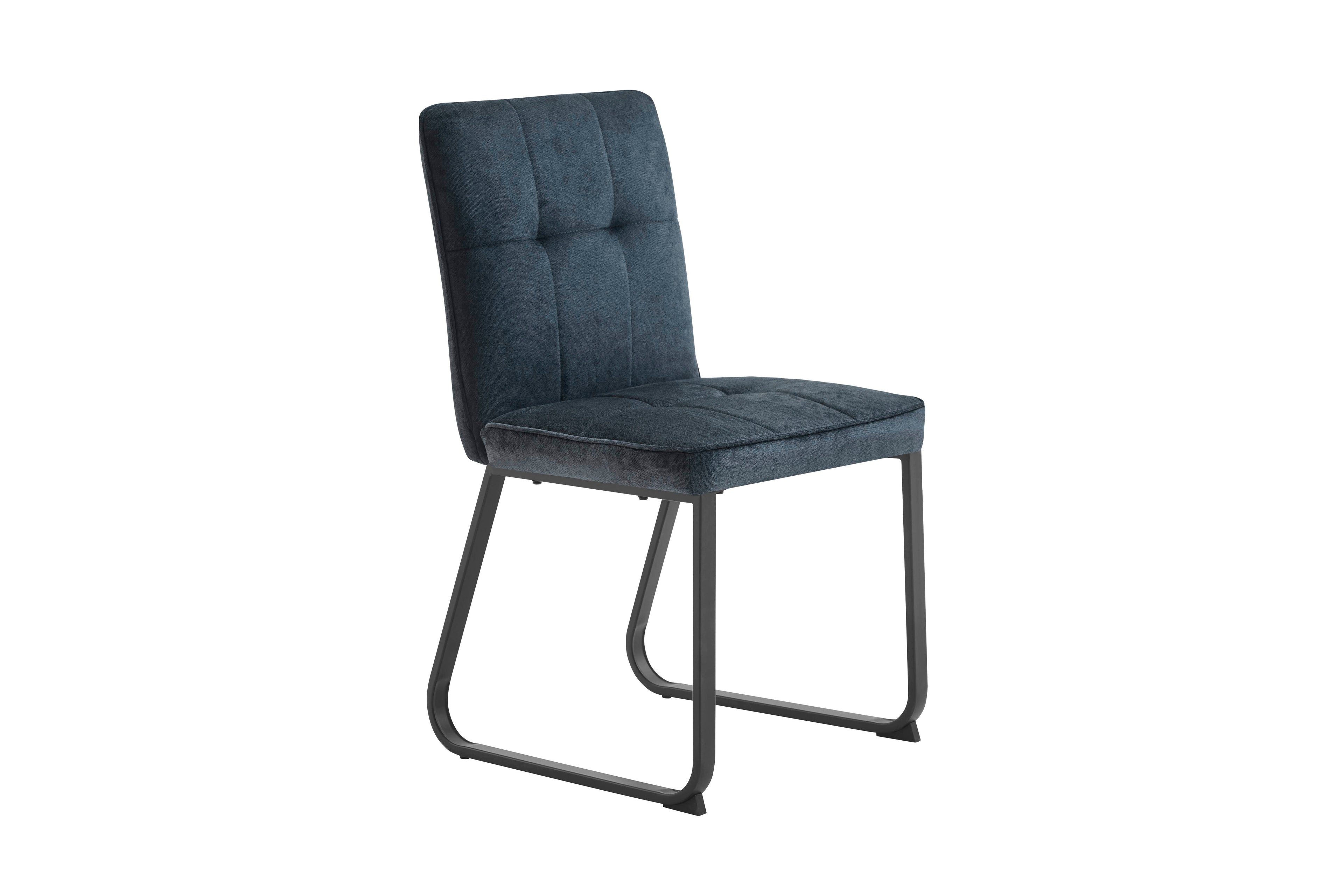 Esszimmerstuhl 2er Set Talea / Webstoff in dunkelgrau oder hellgrau / Gestell Metall in schwarz pulverbeschichtet / Küchenstuhl / Wohnzimmerstuhl / bis 120 kg / B 46, H 86, T 55 cm