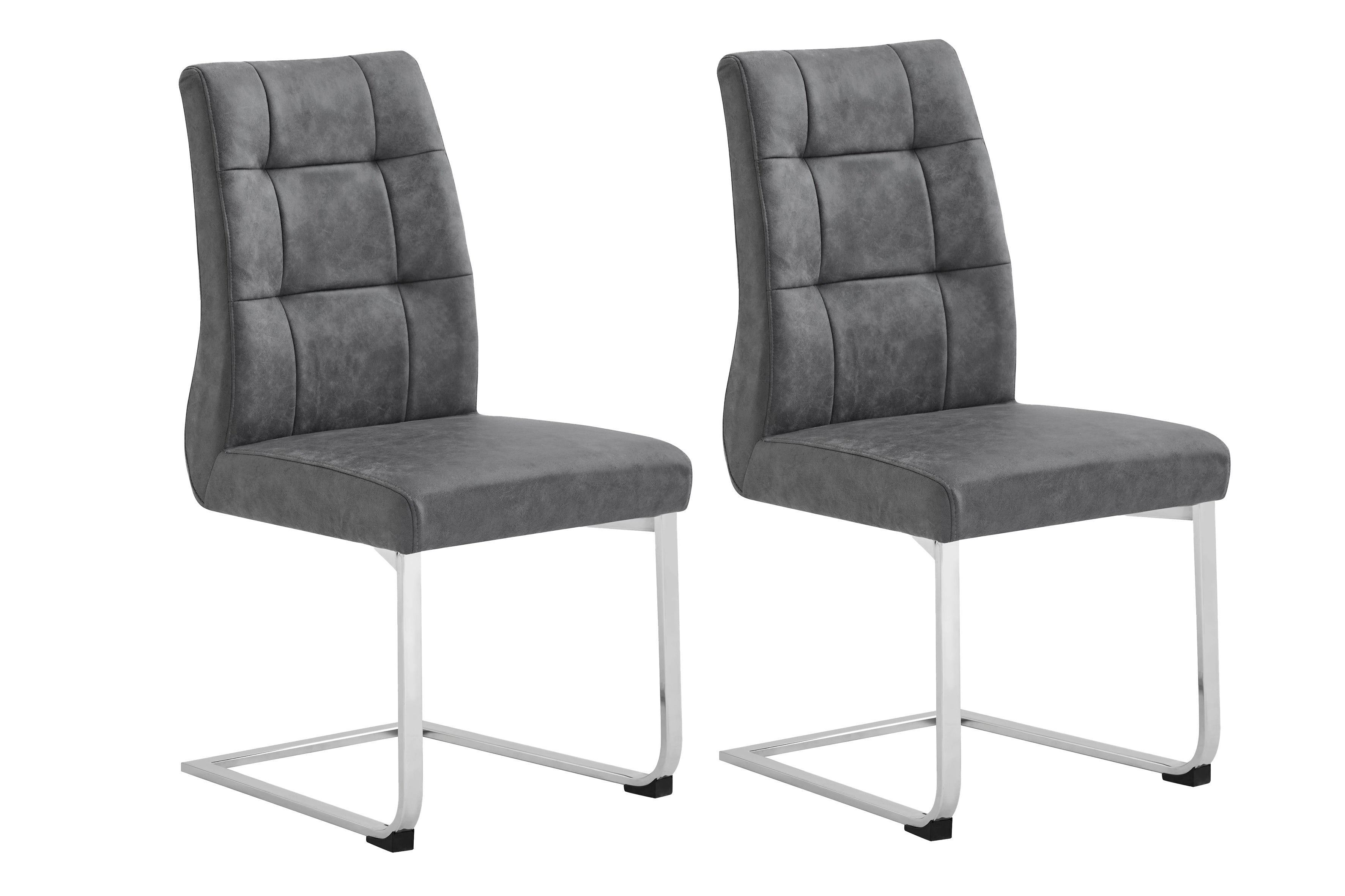 2er Set Schwingstuhl MARLEN XXL / Vintage-Stoff anthrazit, Vintage-Stoff braun Gestell verchromt oder Webstoff dunkelgrau Gestell schwarz / Küchenstühle / Esszimmerstühle / Polsterstuhl / Stühle / B 47, H 96, T 62 cm