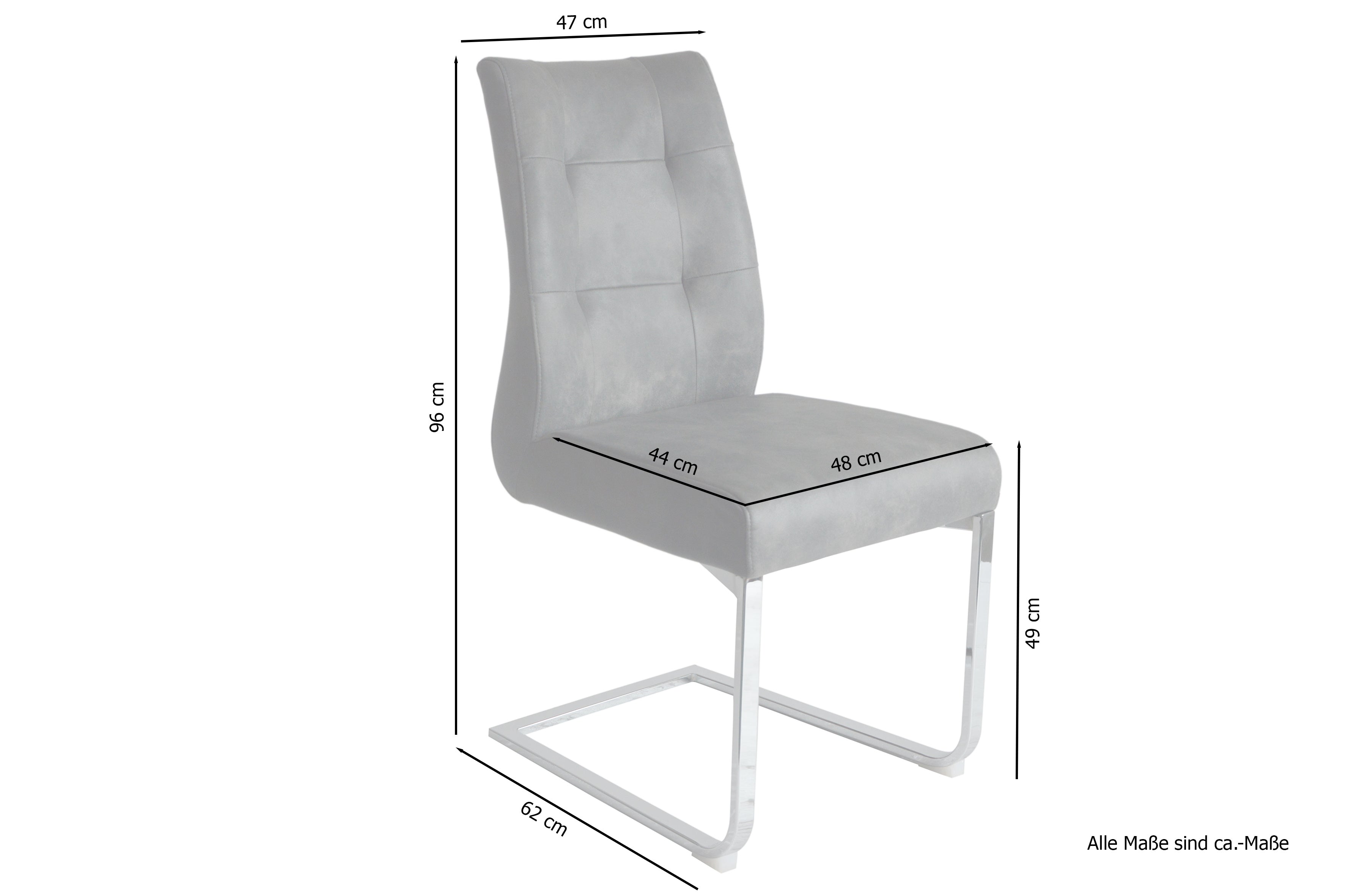 2er Set Schwingstuhl MARLEN XXL / Vintage-Stoff anthrazit, Vintage-Stoff braun Gestell verchromt oder Webstoff dunkelgrau Gestell schwarz / Küchenstühle / Esszimmerstühle / Polsterstuhl / Stühle / B 47, H 96, T 62 cm