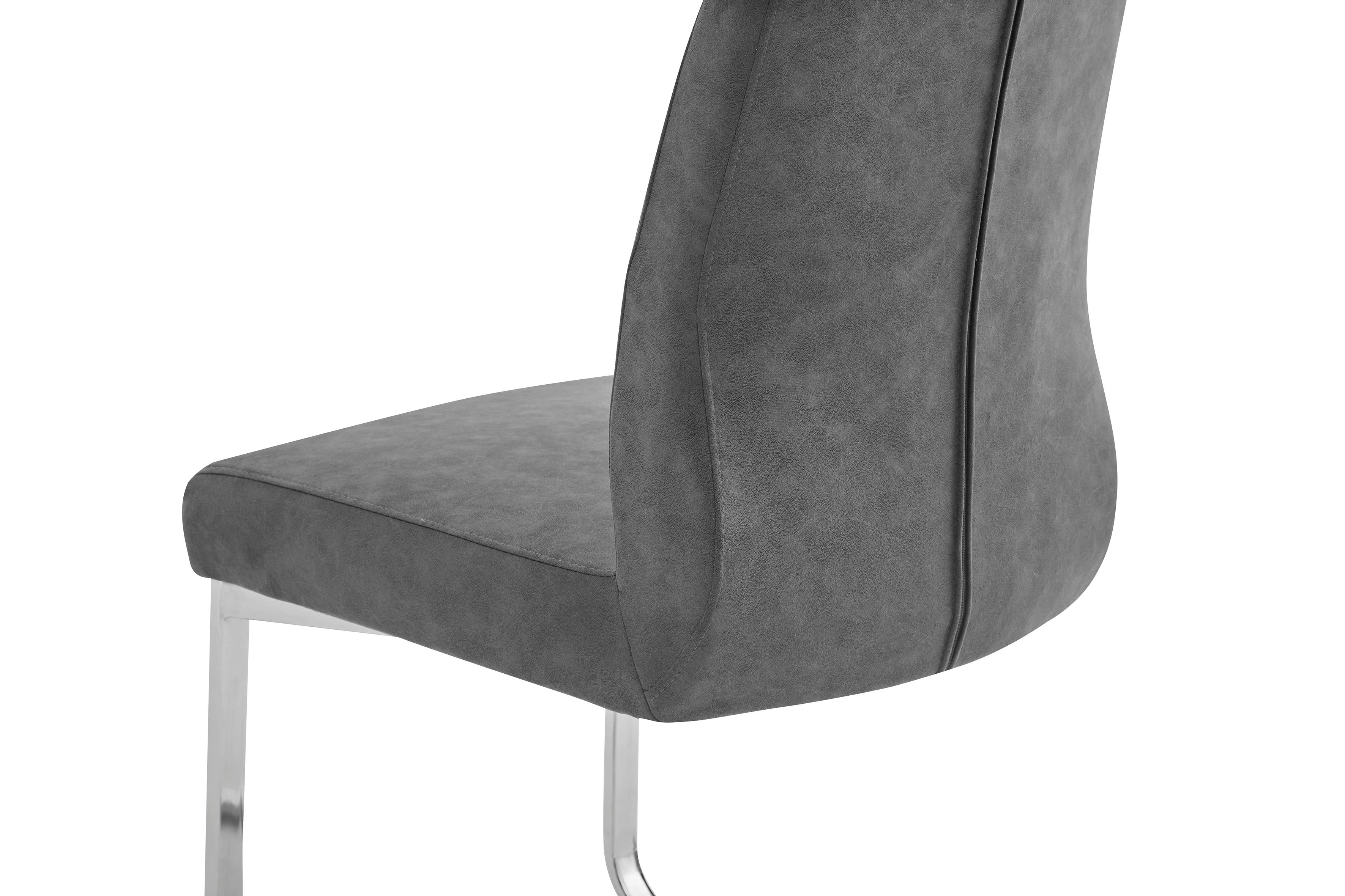 2er Set Schwingstuhl MARLEN XXL / Vintage-Stoff anthrazit, Vintage-Stoff braun Gestell verchromt oder Webstoff dunkelgrau Gestell schwarz / Küchenstühle / Esszimmerstühle / Polsterstuhl / Stühle / B 47, H 96, T 62 cm