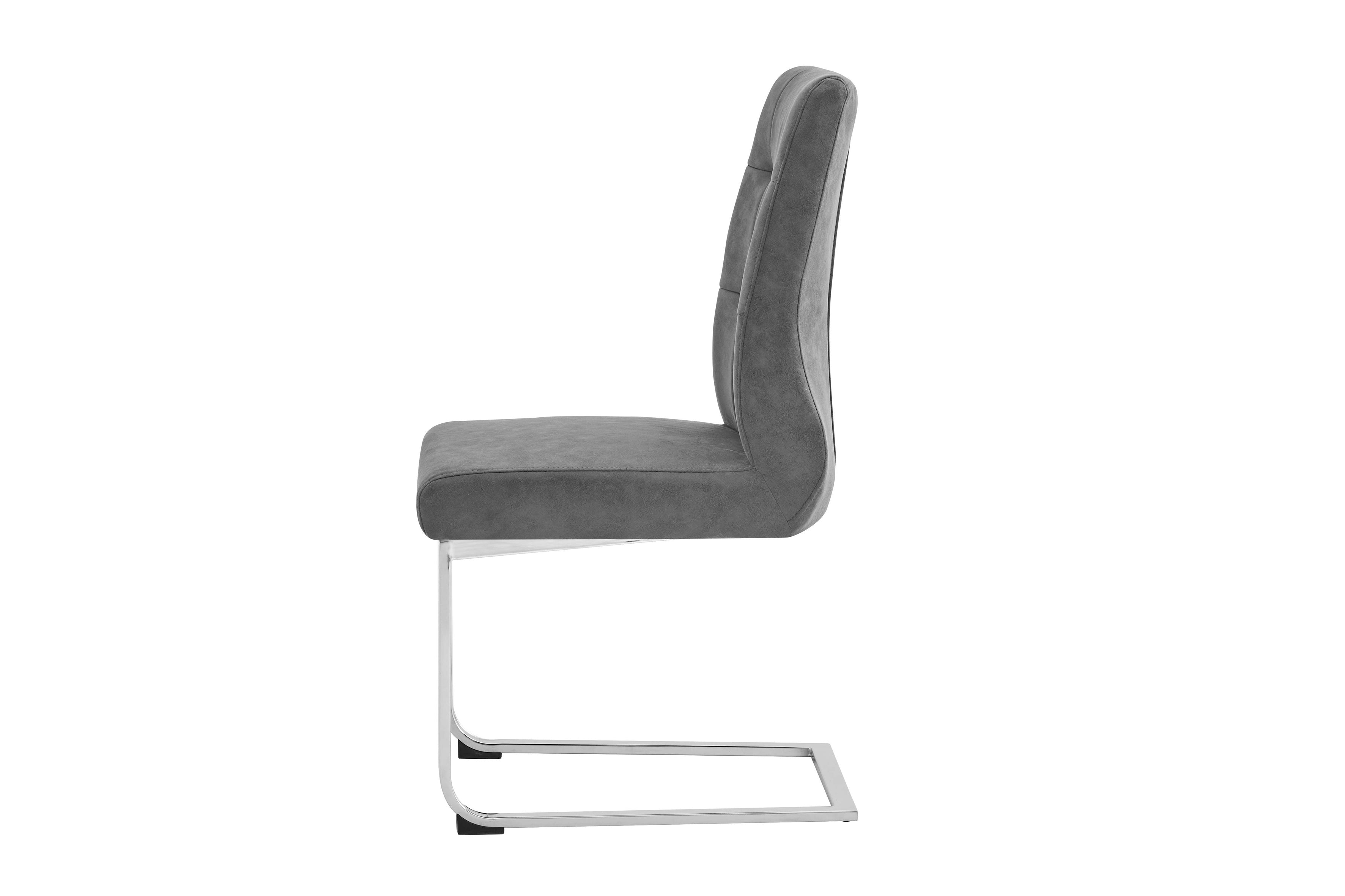 2er Set Schwingstuhl MARLEN XXL / Vintage-Stoff anthrazit, Vintage-Stoff braun Gestell verchromt oder Webstoff dunkelgrau Gestell schwarz / Küchenstühle / Esszimmerstühle / Polsterstuhl / Stühle / B 47, H 96, T 62 cm