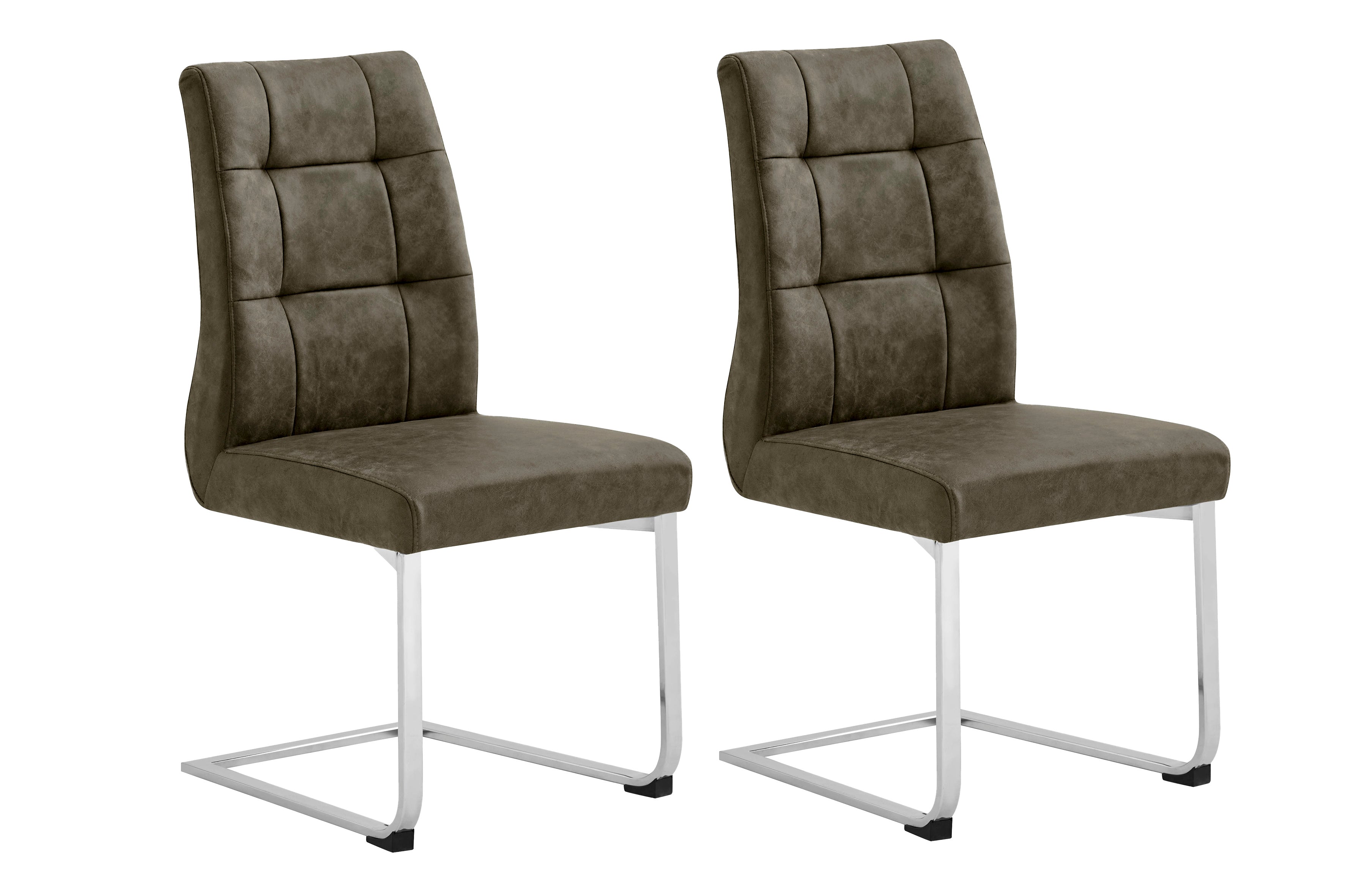 2er Set Schwingstuhl MARLEN XXL / Vintage-Stoff anthrazit, Vintage-Stoff braun Gestell verchromt oder Webstoff dunkelgrau Gestell schwarz / Küchenstühle / Esszimmerstühle / Polsterstuhl / Stühle / B 47, H 96, T 62 cm