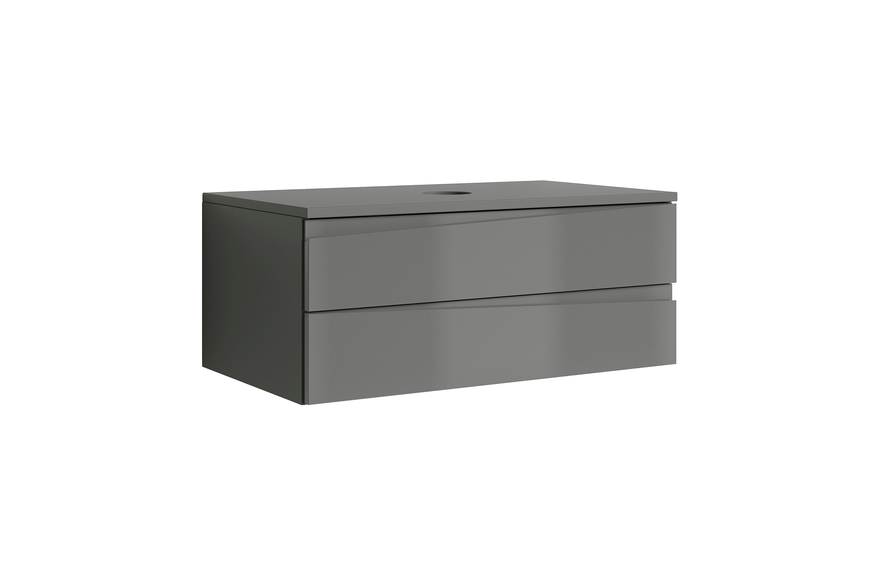 Waschtisch SHAPE / Moderne Bad Kommode / in weiß, anthrazit oder Artisan Eiche (Eiche-Optik) / 2 Schubladen mit gefräster Griffleiste / Schrank / 80 x 33 x 46 cm (BxHxT)