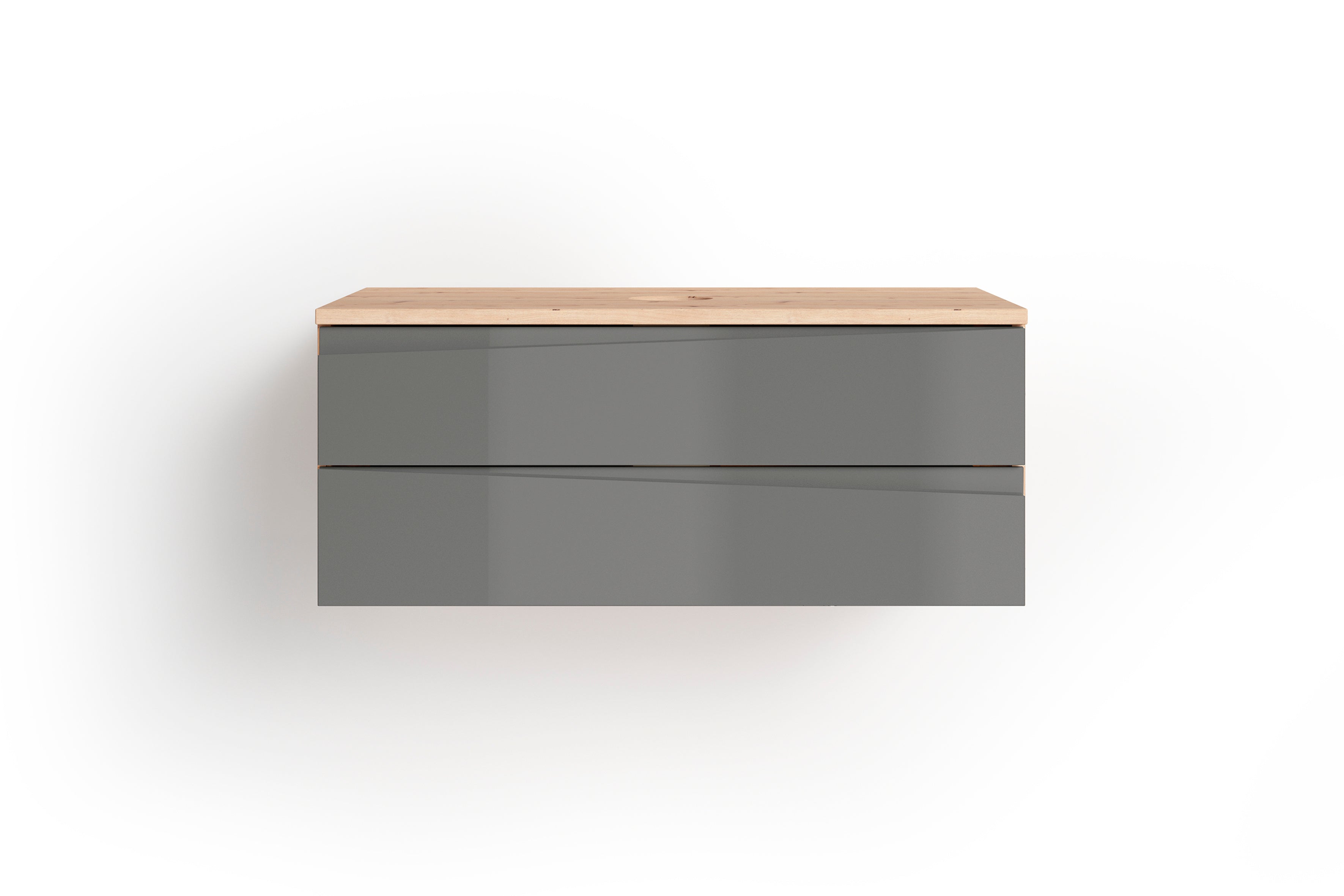 Waschtisch SHAPE / Moderne Bad Kommode / in weiß, anthrazit oder Artisan Eiche (Eiche-Optik) / 2 Schubladen mit gefräster Griffleiste / Schrank / 80 x 33 x 46 cm (BxHxT)