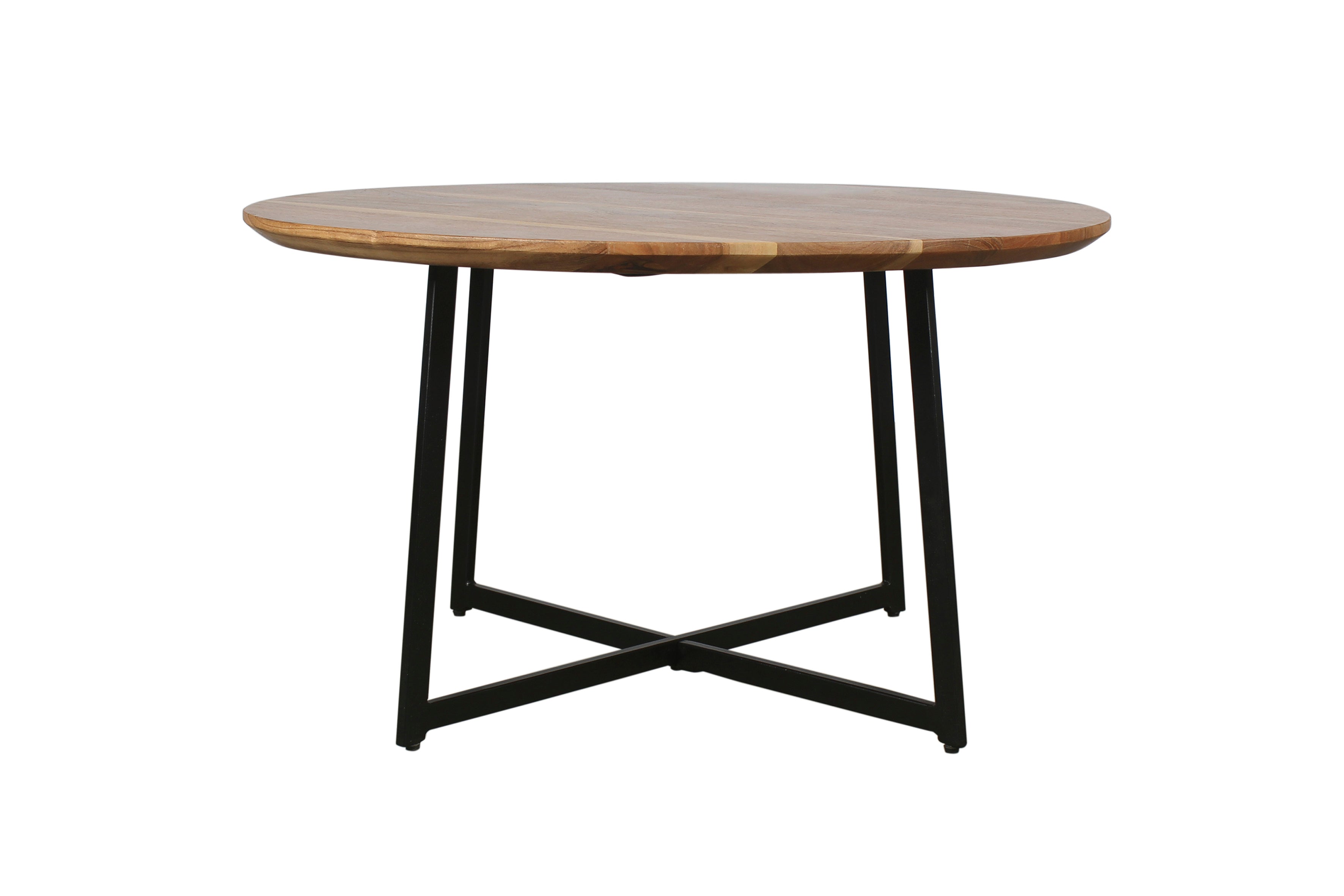 Couchtisch ALINA / Platte Akazie massiv / Gestell Metall schwarz / D 80, H 47 cm
