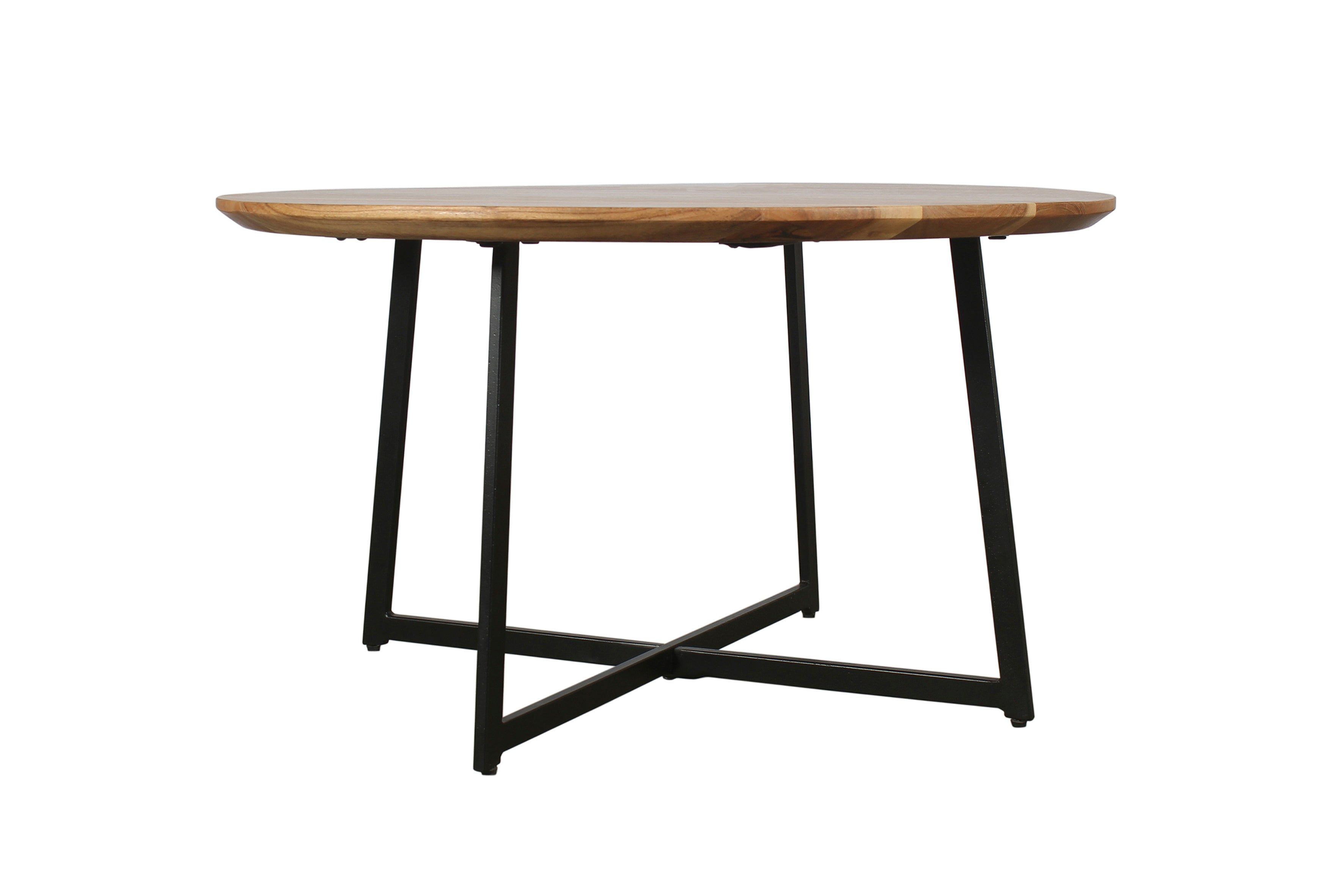 Couchtisch ALINA / Platte Akazie massiv / Gestell Metall schwarz / D 80, H 47 cm