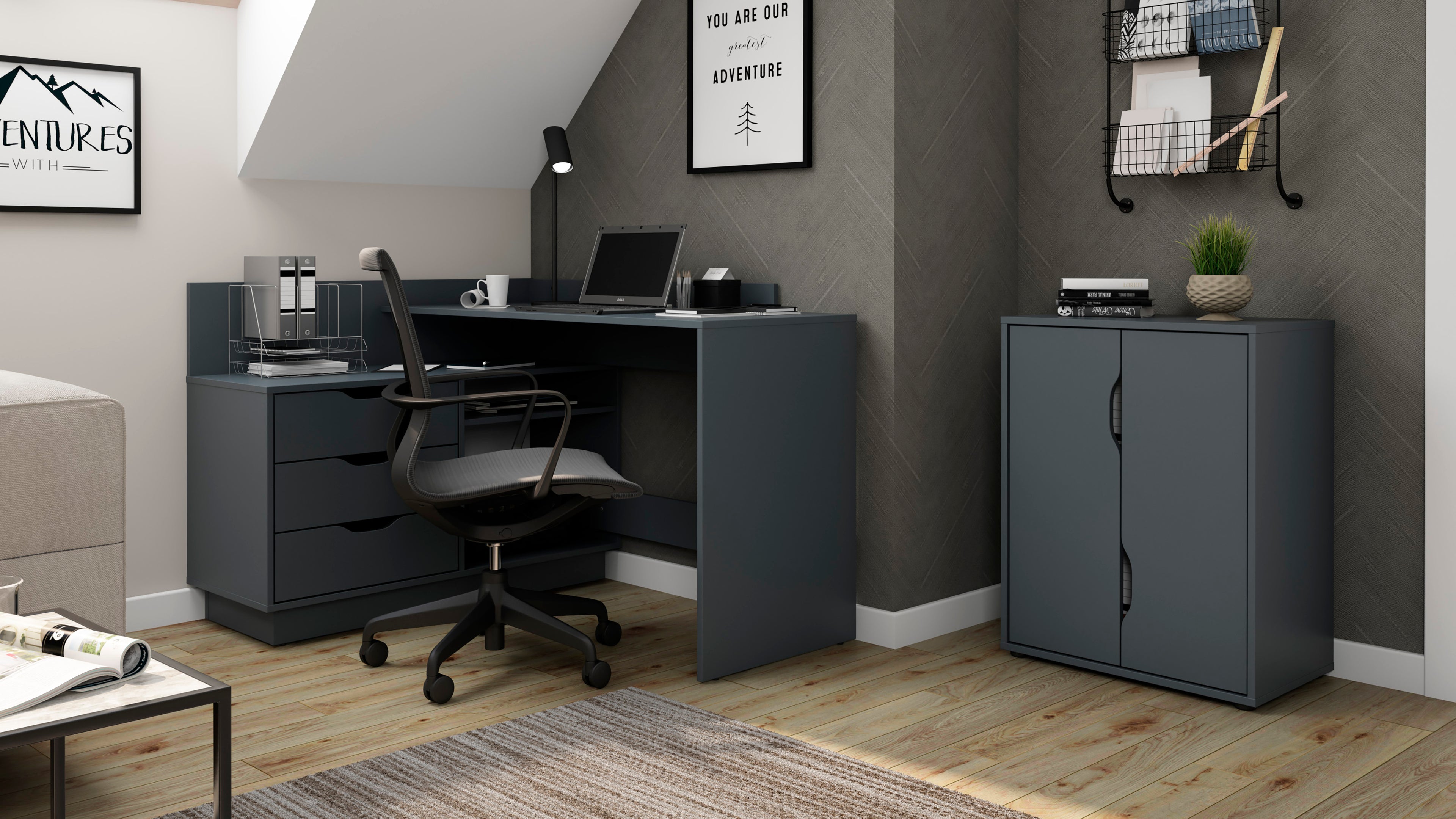 Aktenschrank BELFAST / mit viel Stauraum / 2 Türen / weiß oder anthazit / B 60, H 76,5, T 37 cm