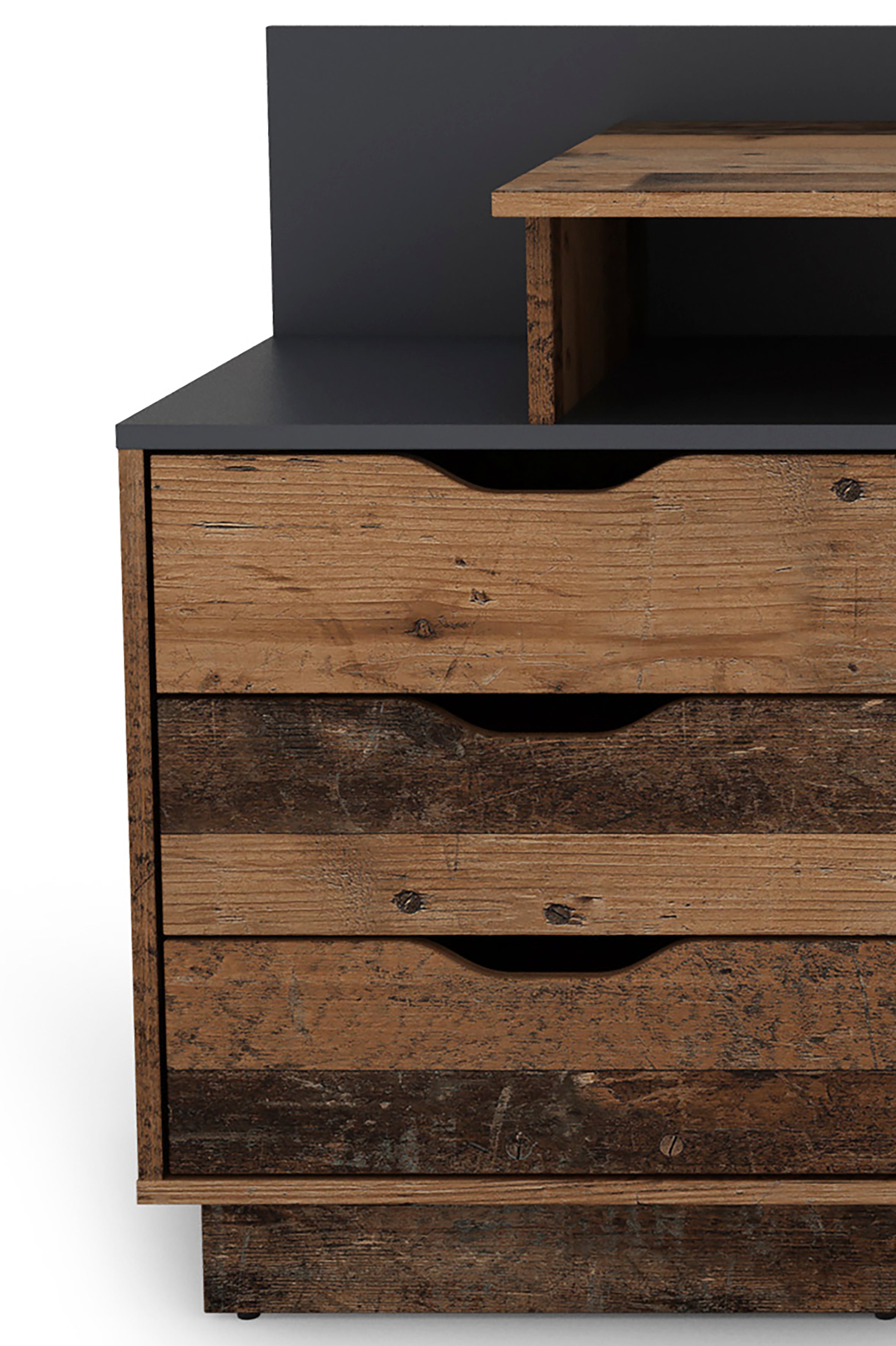 Schreibtisch BELFAST / Rechts oder Links montierbar / 3 Schubkästen / in Artisan Eiche (Eiche-Optik), Old Wood (Altholz-Optik) oder weiß / Bürotisch / Schreibtisch / B 138, H 83,5, T 51,5 cm