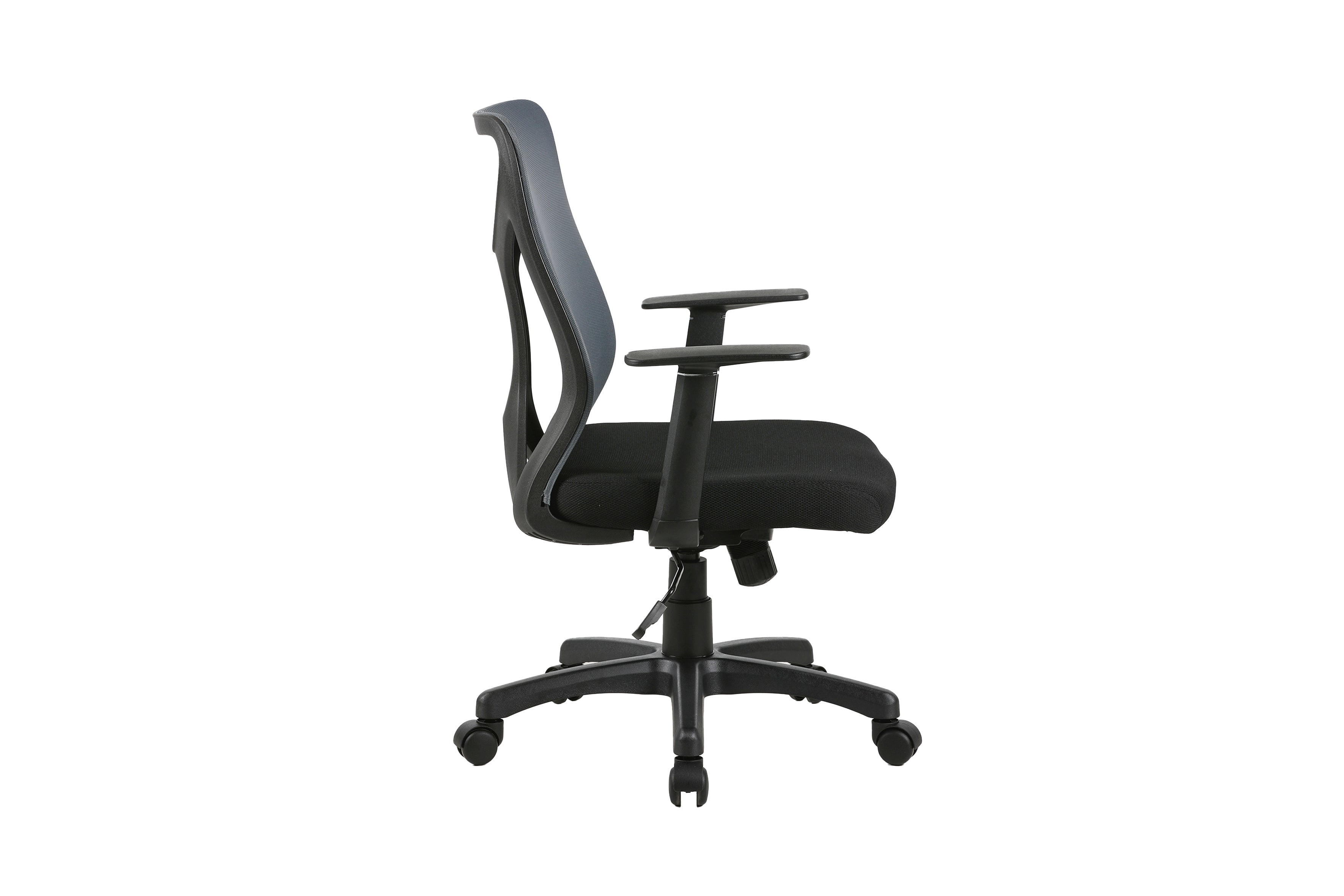 Chefsessel BONE / Kunststoff schwarz / Mesh schwarz, ziegelrot oder grau / Wippmechanik / Sicherheitsklemmschutz / Höhenverstellung / gebremste Sicherheitsdoppelrollen / B 61,5, H 91-98,5, T 51,5 cm