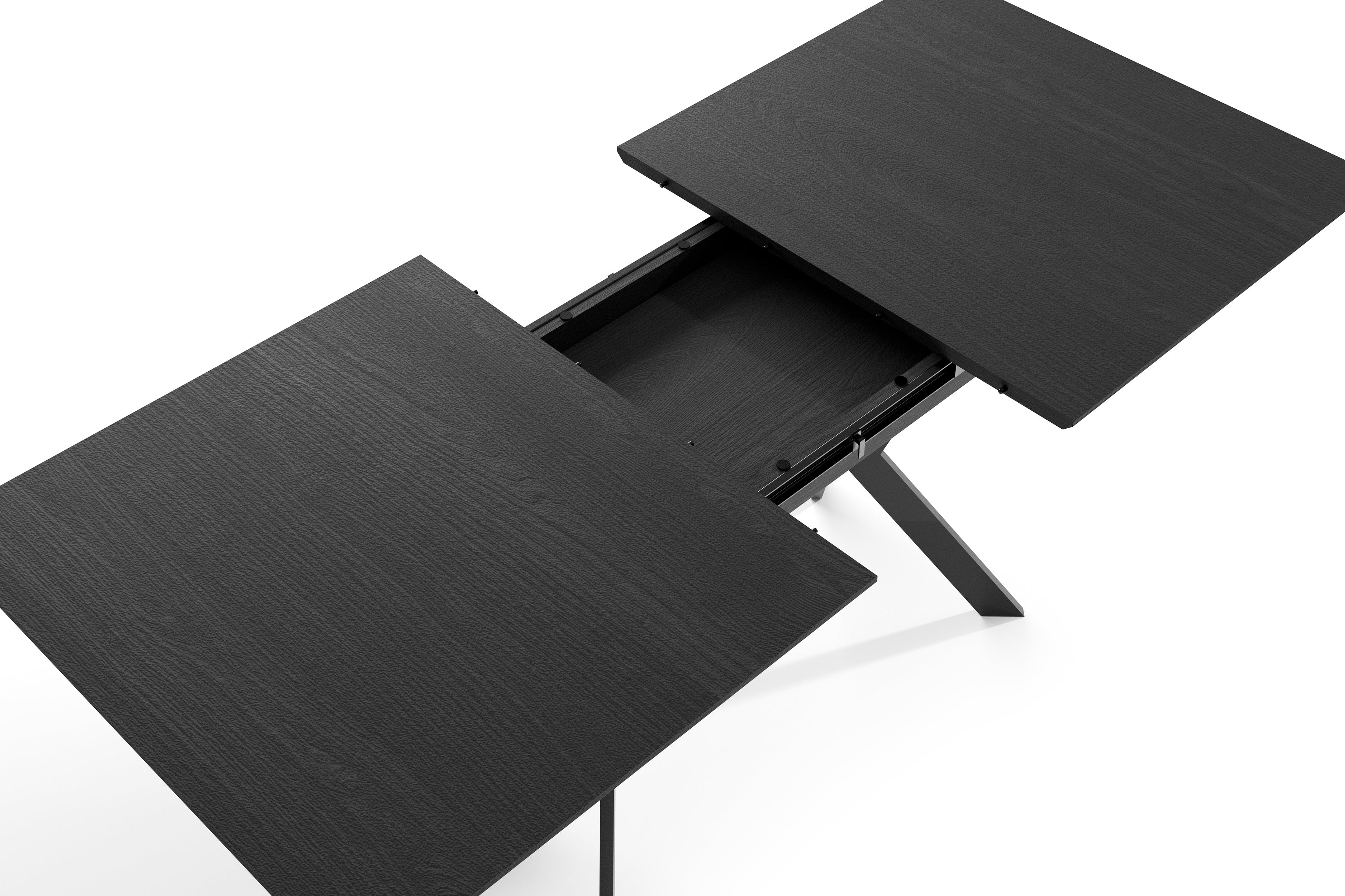 Esstisch BREMEN / Tischplatte Artisan Eiche (Eiche-Optik) oder schwarz/ Gestell Metall schwarz / mit Auszug / B 160 - 200, H 75, T 90 cm