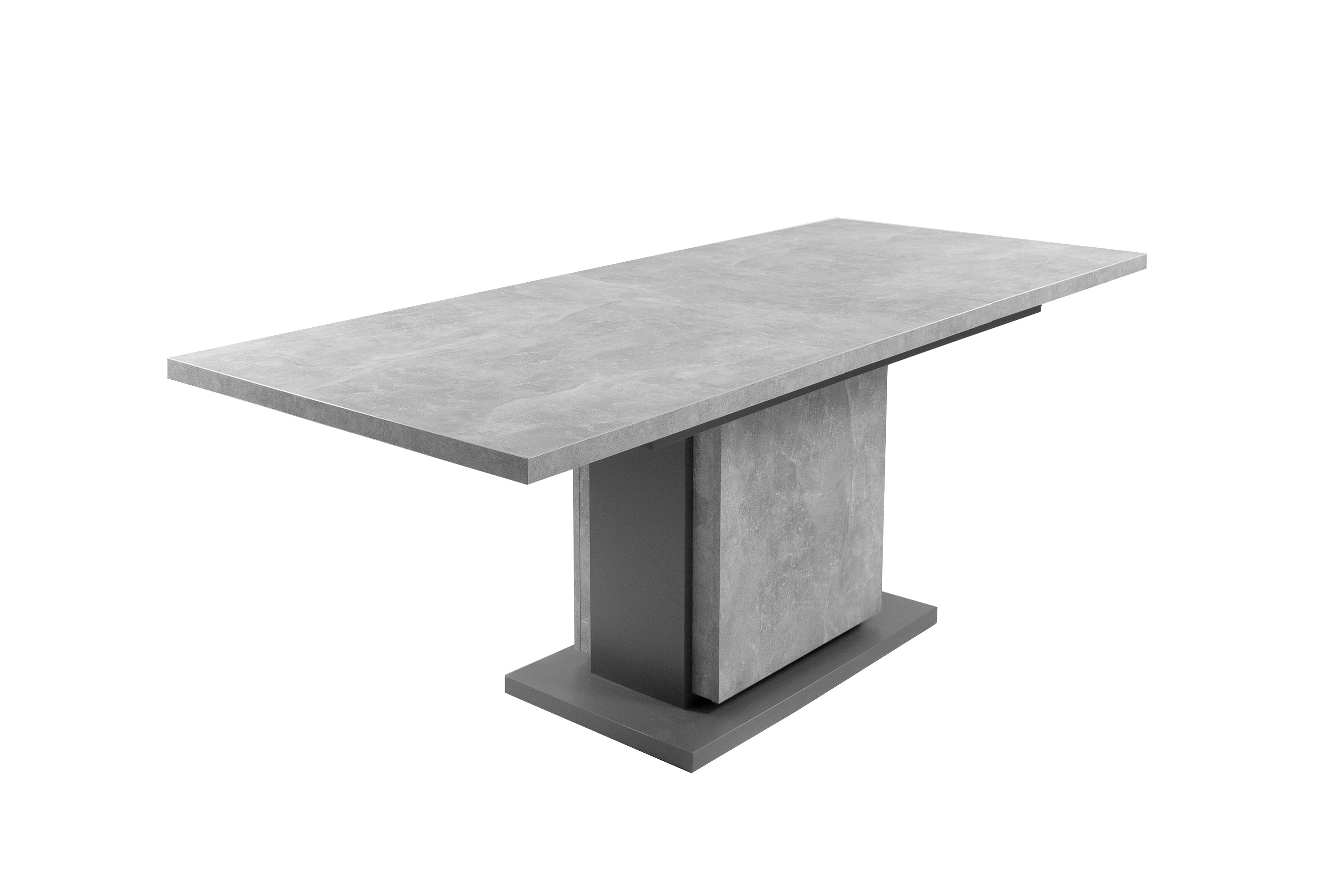 Säulentisch mit Auszug BRITTA / Melamin Old Wood (Altholz-Optik) oder Light Atelier (Beton-Optik), anthrazit / 140-190 x 75 x 80 cm / Auszugstisch / Esszimmer-Tisch auf 190 cm ausziehbar