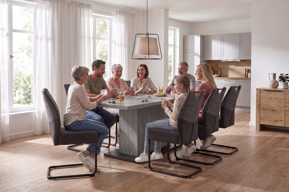 Esstisch Athen 160 cm mit Auszug Beton Optik