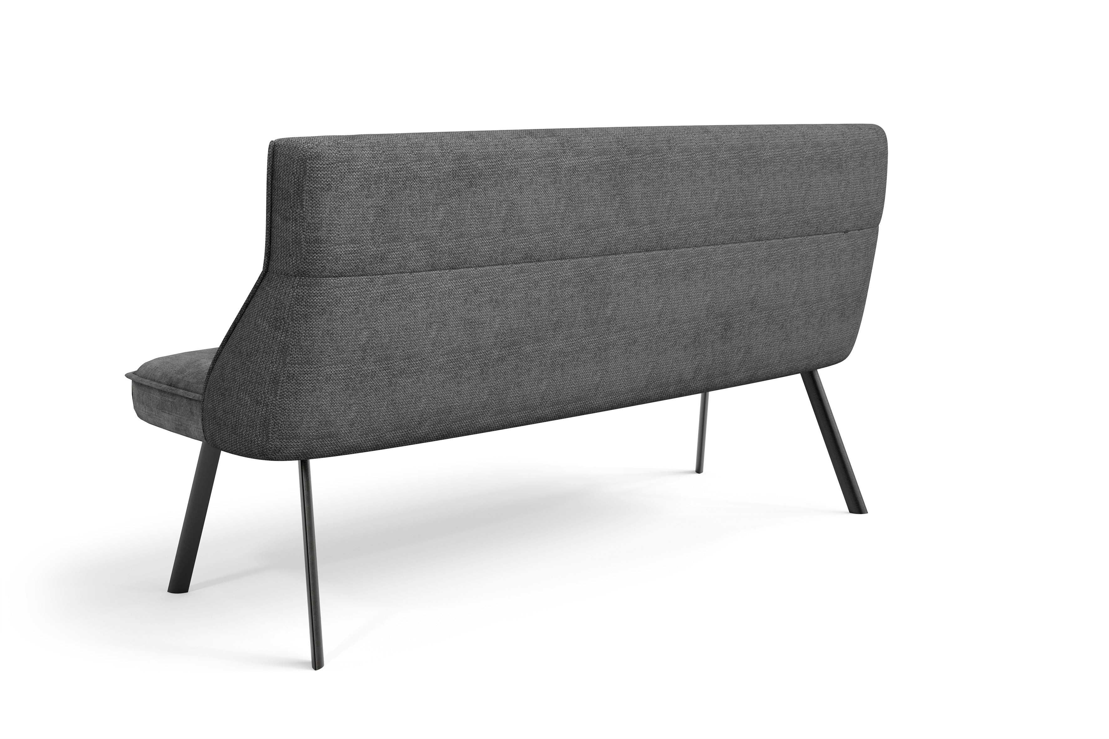 Bank CALIFORNIA / Rücken Webstoff anthrazit oder grün / Sitz Vintage-Velvet anthrazit oder grün mit Keder / Gestell Metall schwarz / Bank mit Rückenlehne / B 180, H 88, T 63 cm