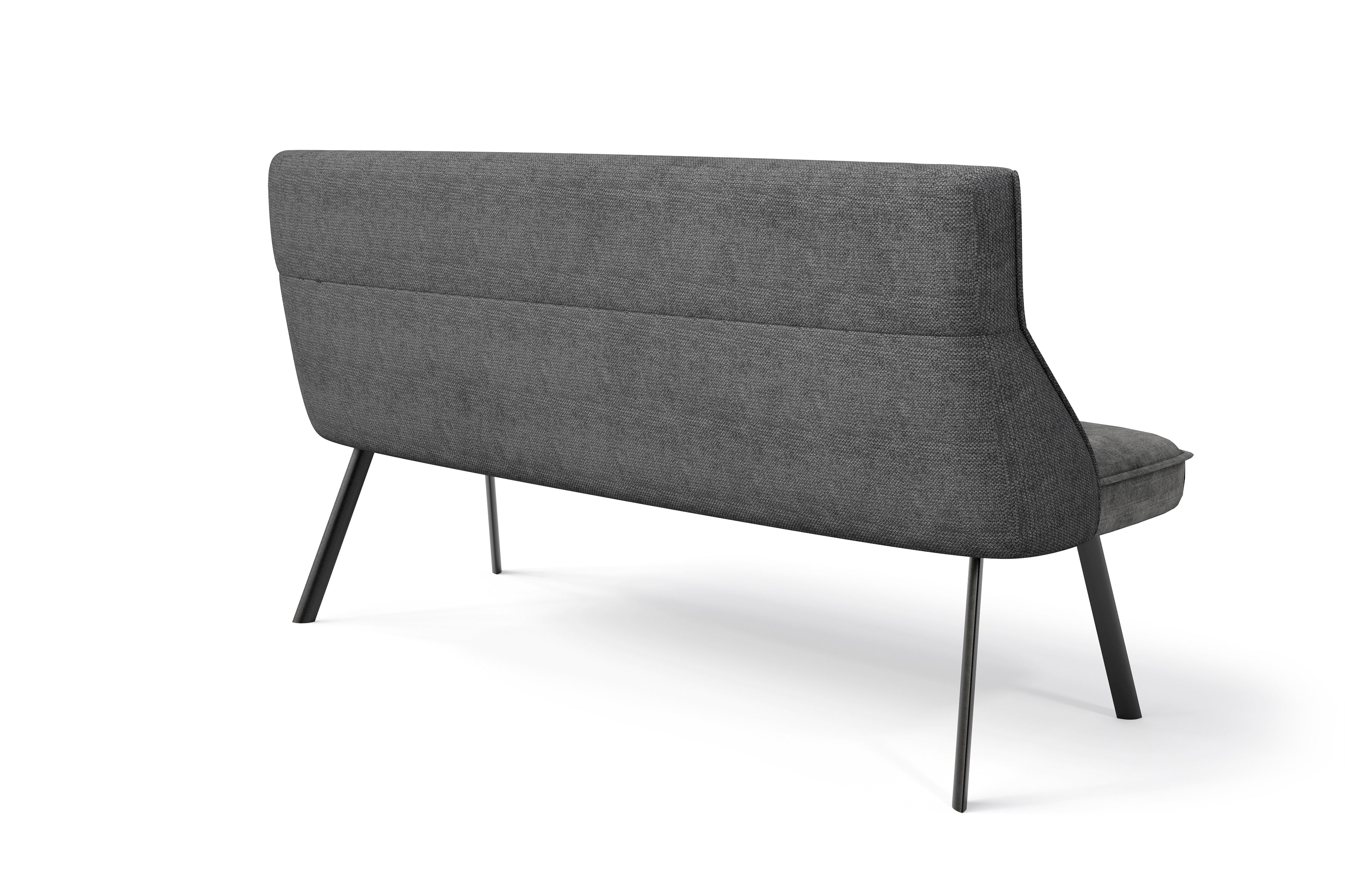 Bank CALIFORNIA / Rücken Webstoff anthrazit oder grün / Sitz Vintage-Velvet anthrazit oder grün mit Keder / Gestell Metall schwarz / Bank mit Rückenlehne / B 180, H 88, T 63 cm