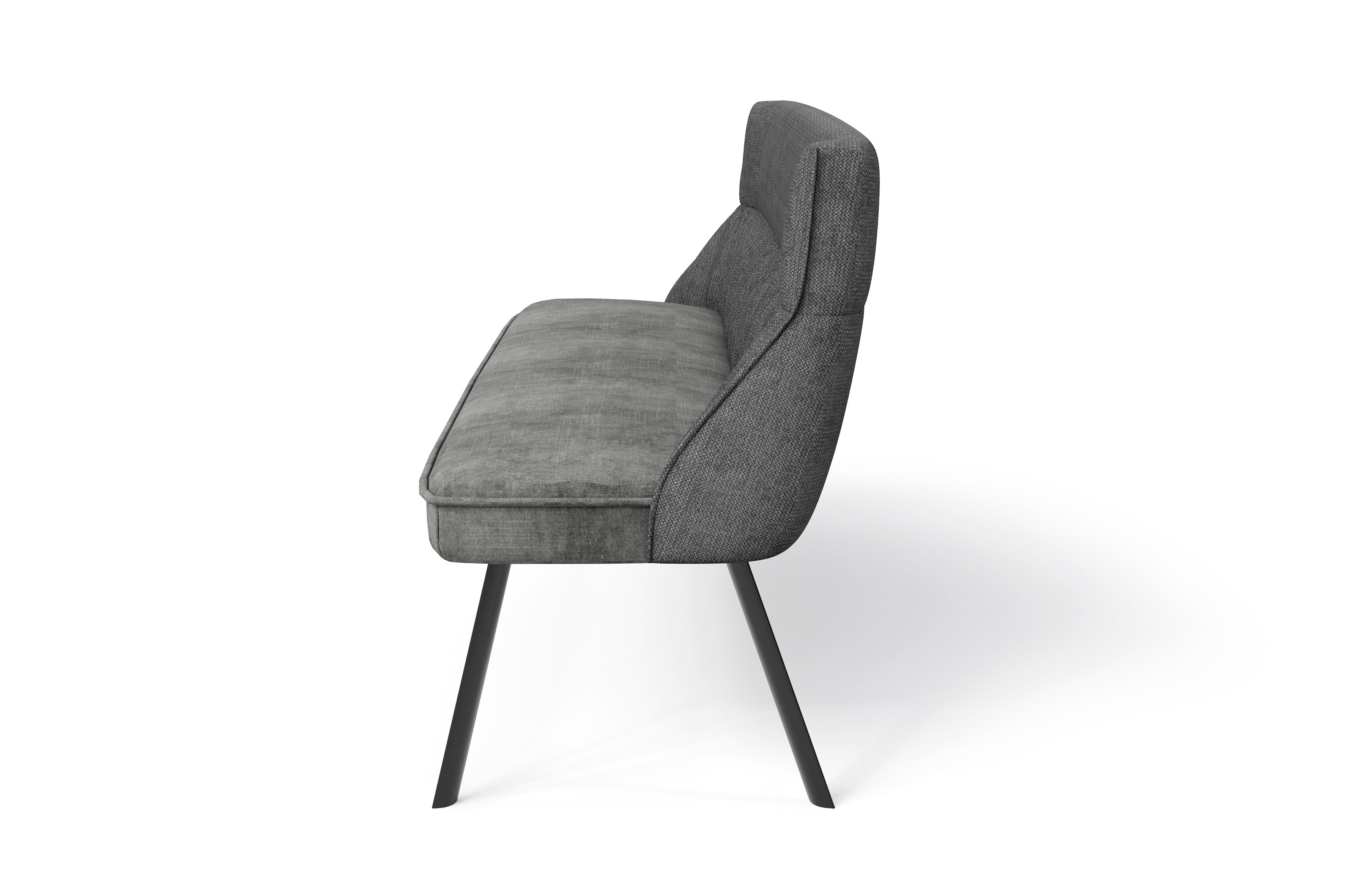 Bank CALIFORNIA / Rücken Webstoff anthrazit oder grün / Sitz Vintage-Velvet anthrazit oder grün mit Keder / Gestell Metall schwarz / Bank mit Rückenlehne / B 180, H 88, T 63 cm