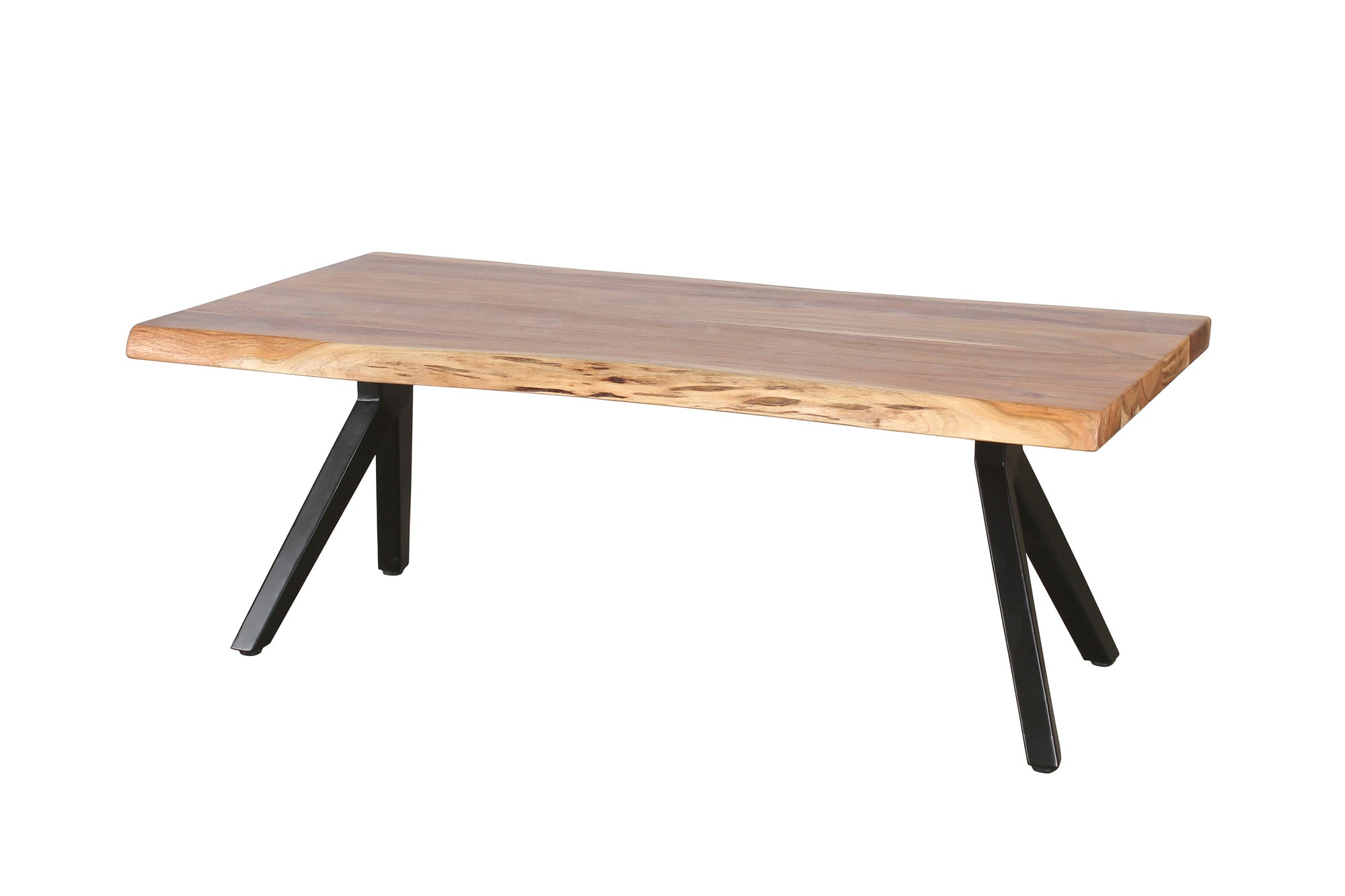Couchtisch CHETA / Akazie natur, Metall schwarz / mit Baumkante / B 115, H 37, T 60 cm